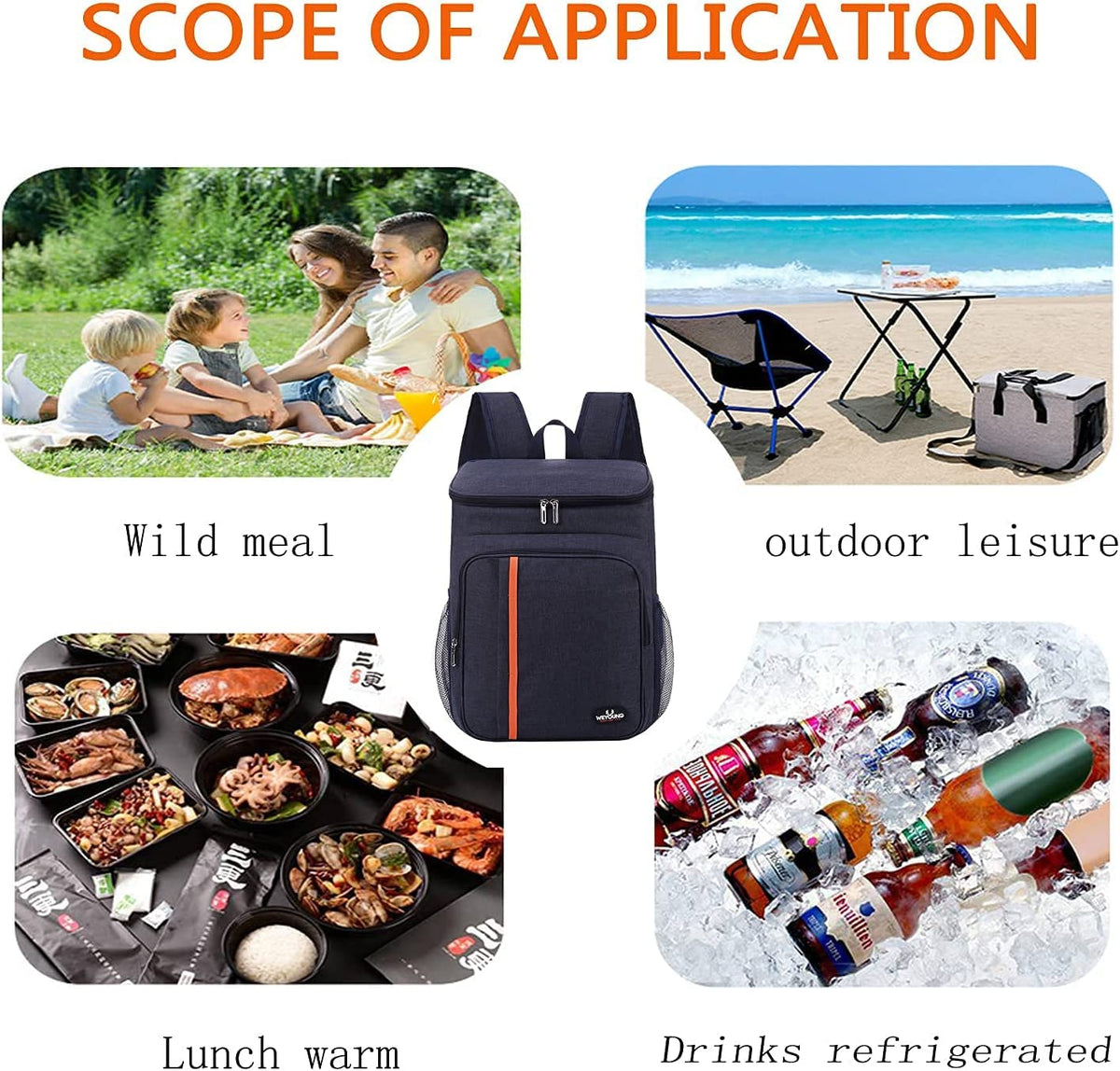 NEWKIBOU Hielera Portatil, Mochila térmica aislada,Hielera Portatil Impermeable y a Prueba de Fugas,Bolsa Térmica Porta Alimentos Mochila Genial para el Playa, Almuerzo, Picnics, Senderismo (Negro)