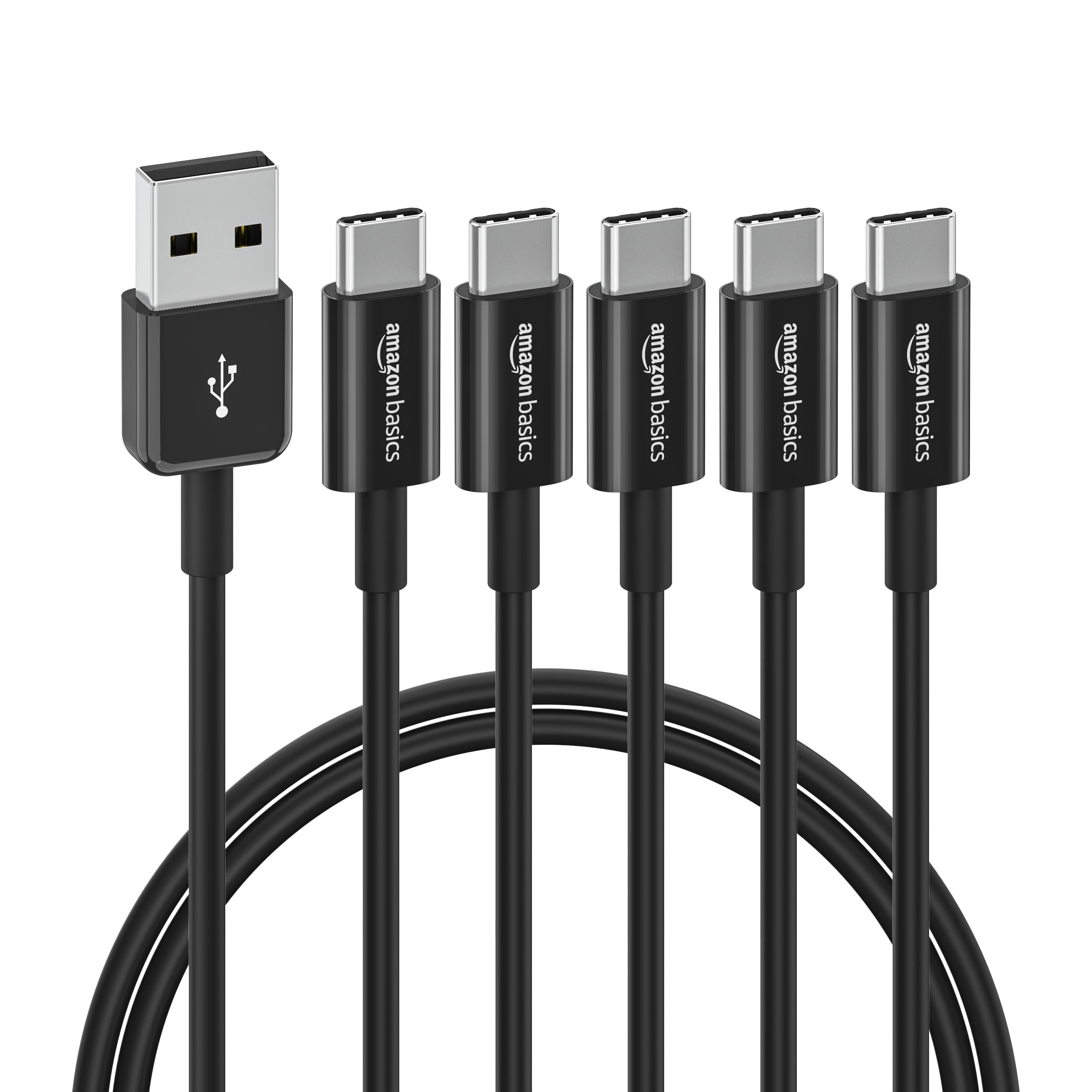 Amazon Basics - Cable de carga rápida USB-C a USB-A 2.0, velocidad de 480 Mbps, certificado USB-IF, para Apple iPhone 16/15, iPad, Samsung Galaxy, tabletas, computadoras portátiles, 3 pies, negro