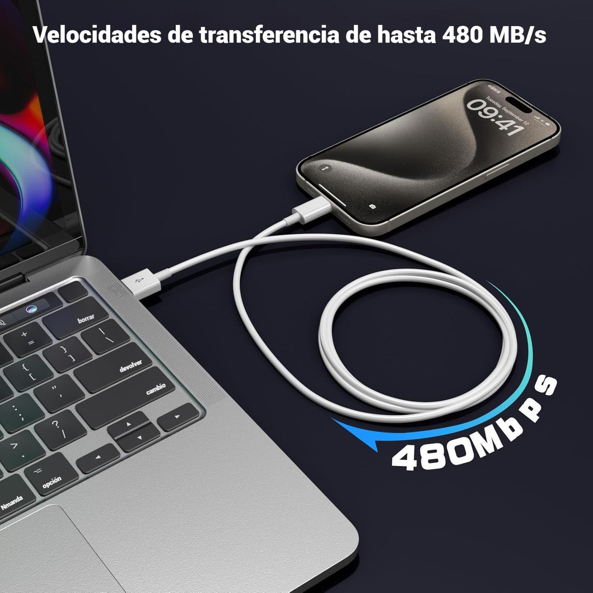 Cable USB C para Carga Rápida CarPlay - Compatible con iPhone 16/15 Plus/Pro/Pro Max, USB A a USB C, iPad USB C 10ª Generación/Air, Cable de Cargador de Coche de 3 Pies para Carga Estable y Rápida