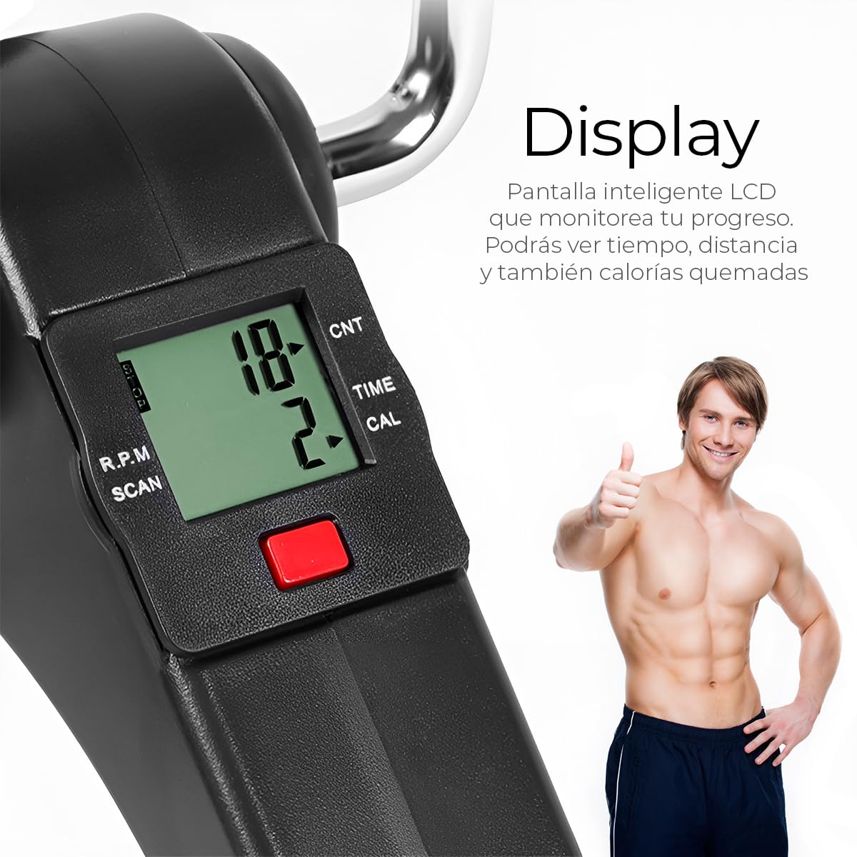 Raganet, Ejercitador de Pedal Fitness, Bicicleta Estática para Entrenamiento de Piernas plegable con Pantalla LED y Resistencia Ajustable, Uso Profesional o del Hogar, Rehabilitación y fortalecimiento