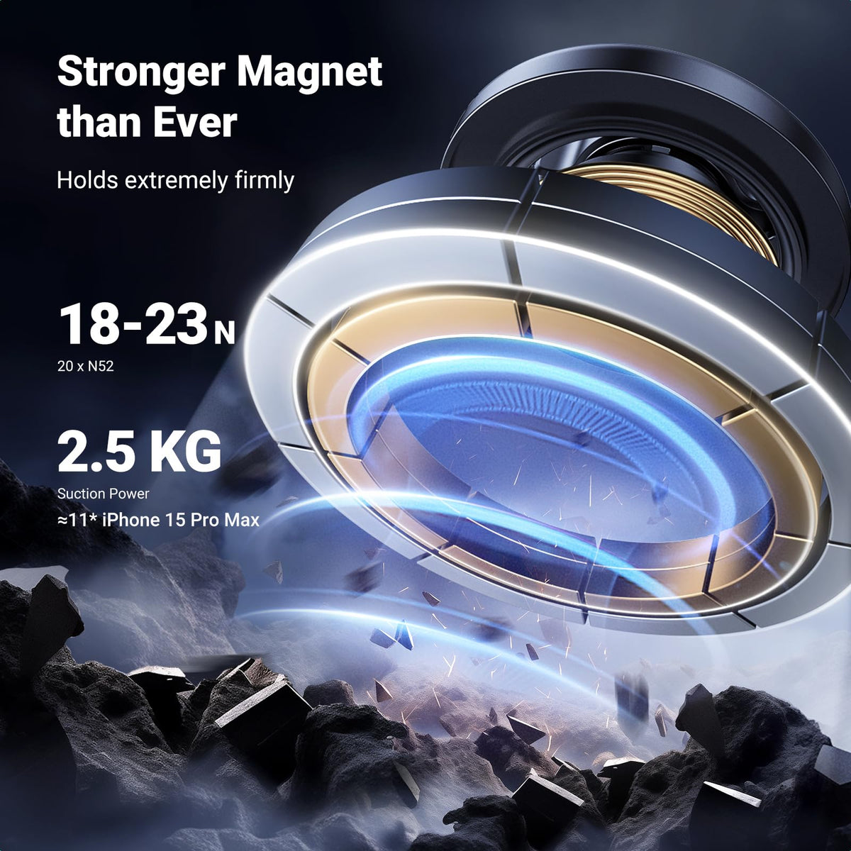 UGREEN Soporte Celular Automóvil Magsafe, Base Porta Auto para Rejillas de Aire 360° Giratorio, Compatible con iPhone 16 15 Pro MAX 14 13 12 y Otros Dispositivos con Anillo Magnético