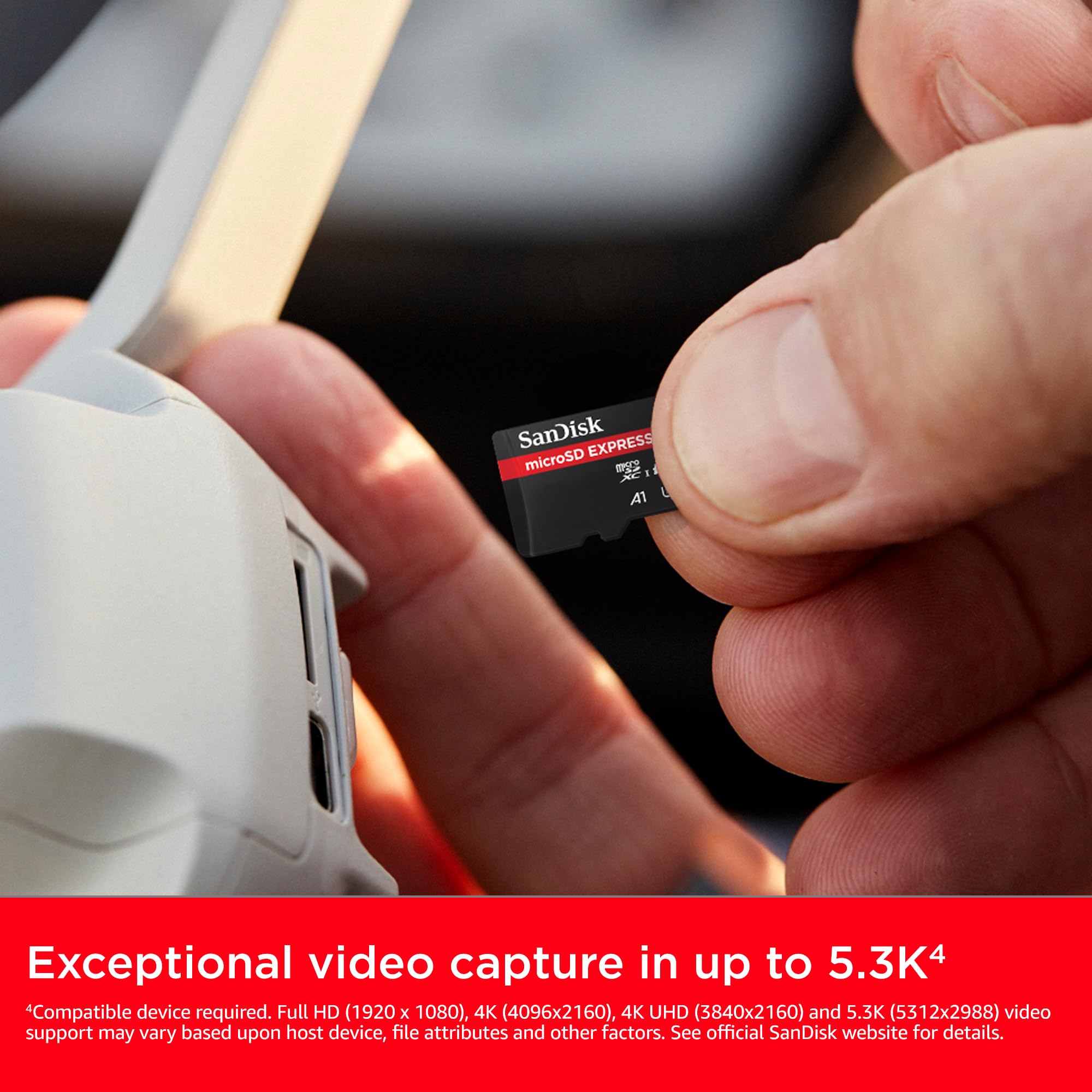 SanDisk Tarjeta microSD Express de 512 GB, hasta 880 MB/s de Lectura, hasta 650 MB/s de Escritura, 220 MB/s de Escritura sostenida, U3, C10 - SDSQXFN-512G-GN4NN
