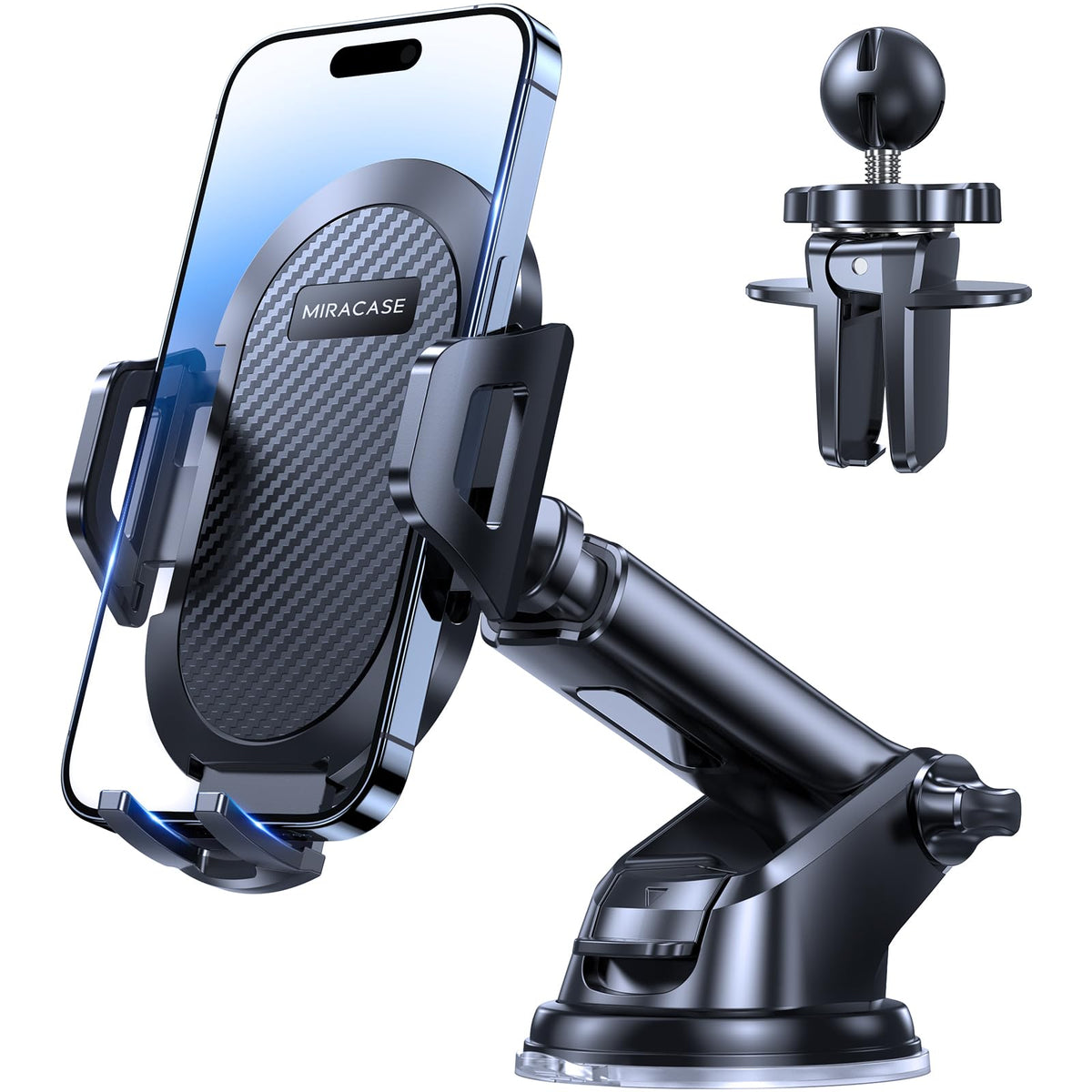 Miracase Soporte Celular Automóvil 【3 en 1】 Porta Celular para Auto Salpicadero Parabrisas Rejilla,Base Teléfono Automóvil para iPhone 15/14/13 Pro MAX,Huawei, Motorola, Xiaomi 14 Ultra