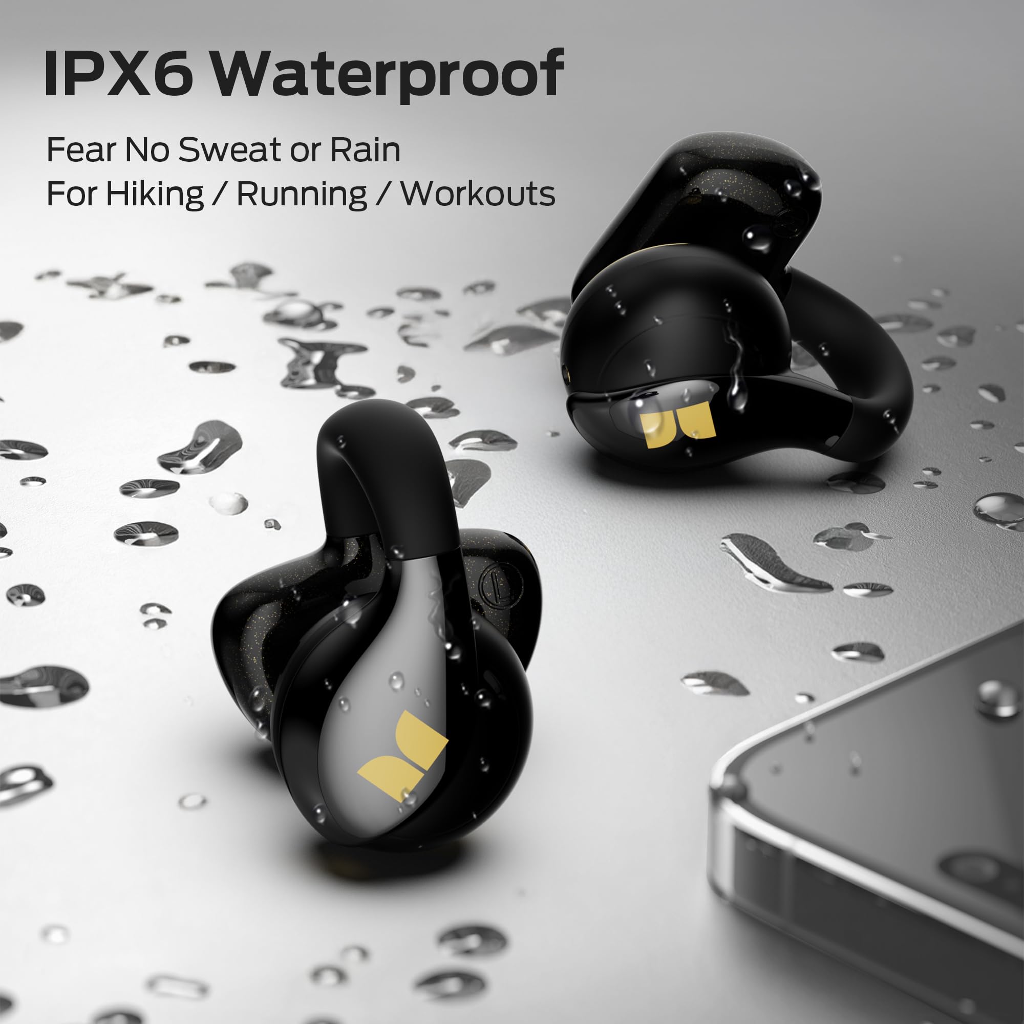 Monster Open Ear AC225 Auriculares, Auriculares Inalámbricos Bluetooth 6.0, Sonido Estéreo, Auriculares Clip-on Ligeros con Micrófono ENC para Llamadas Claras, Tiempo de Reproducción de 36h, Negro