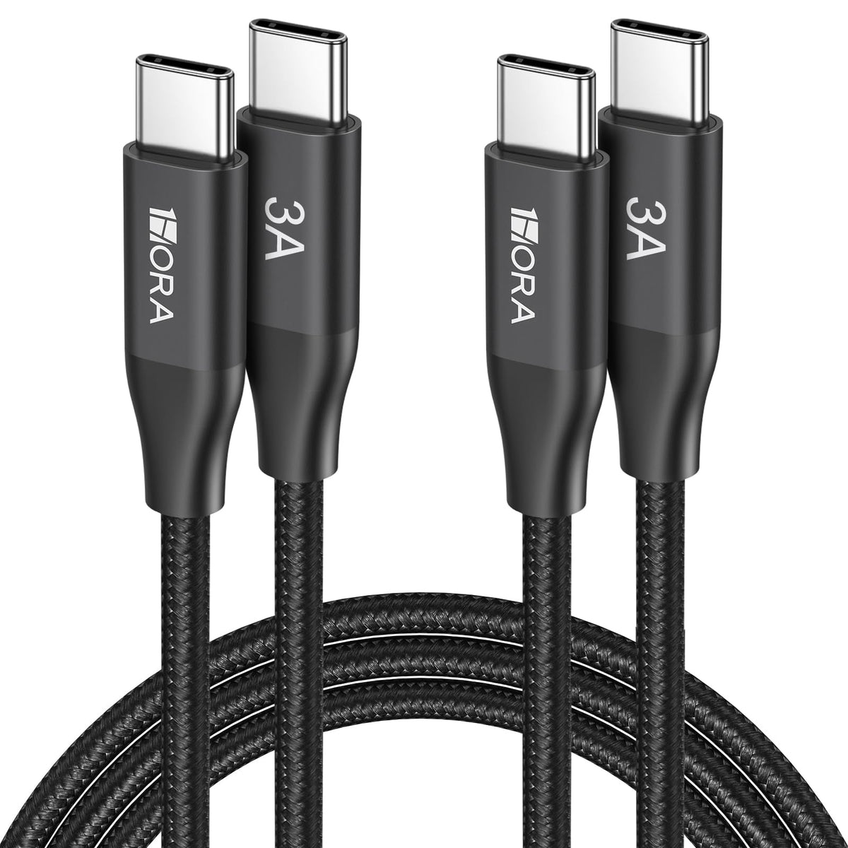 1 Hora 2 Paquete Cable Tipo C Carga Rapida 2M, 3A 60W Cable USB C, Nylon Trenzado, Cable Tipo C a USB C Compatible con iP15, Samsung Galaxy S24 S23 S22, iPad Pro 2021, Airpods, Macbook Air