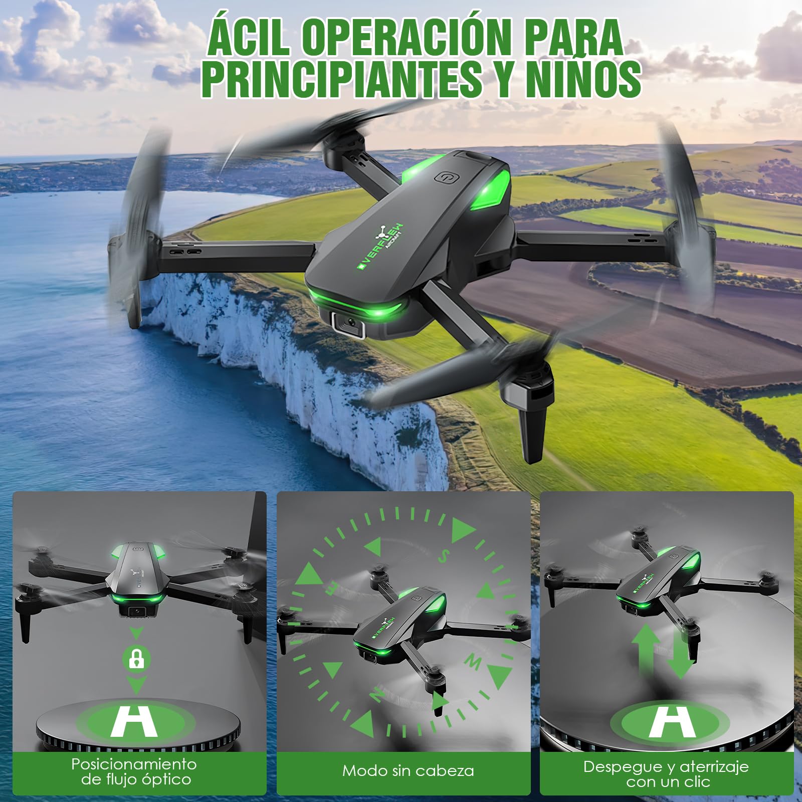 AXIDUN S20 Mini Drones con Cámara 4K, Drone plegable, Evitación Inteligente de Obstáculos,2 Baterías, Control por Voz y Trayectoria de Vuelo, Drone para Adolescentes Principiantes Regalo.