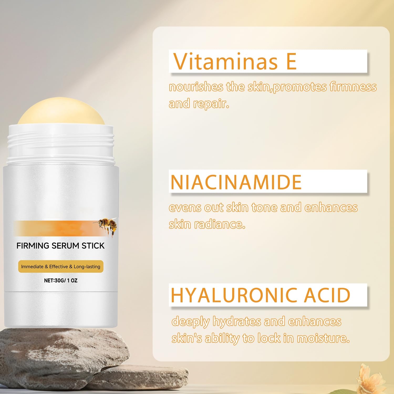 SINYI 2PCS Bee Firming Stick Serum，Suero Reafirmante En Barra, Crema Reafirmante Y Antiarrugas Avanzada, Hidratante , Levanta, Rellena Y Reafirma La Piel, Reduce Las Arrugas Y Las Líneas Finas, Restaura La Elasticidad De La Piel, Suero En Barra, Adecuado