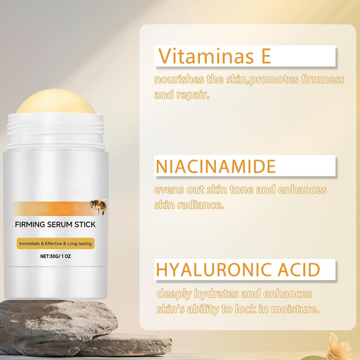 SINYI 2PCS Bee Firming Stick Serum，Suero Reafirmante En Barra, Crema Reafirmante Y Antiarrugas Avanzada, Hidratante , Levanta, Rellena Y Reafirma La Piel, Reduce Las Arrugas Y Las Líneas Finas, Restaura La Elasticidad De La Piel, Suero En Barra, Adecuado