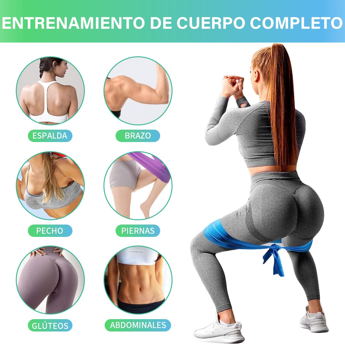 EASYTAO Bandas de Resistencia Multifuncionales – Pack de 5 Ligas Elásticas de Material TPE para Prevenir Alergias, Ideal para Ejercicios en Casa, Gimnasio, Pilates y Crossfit
