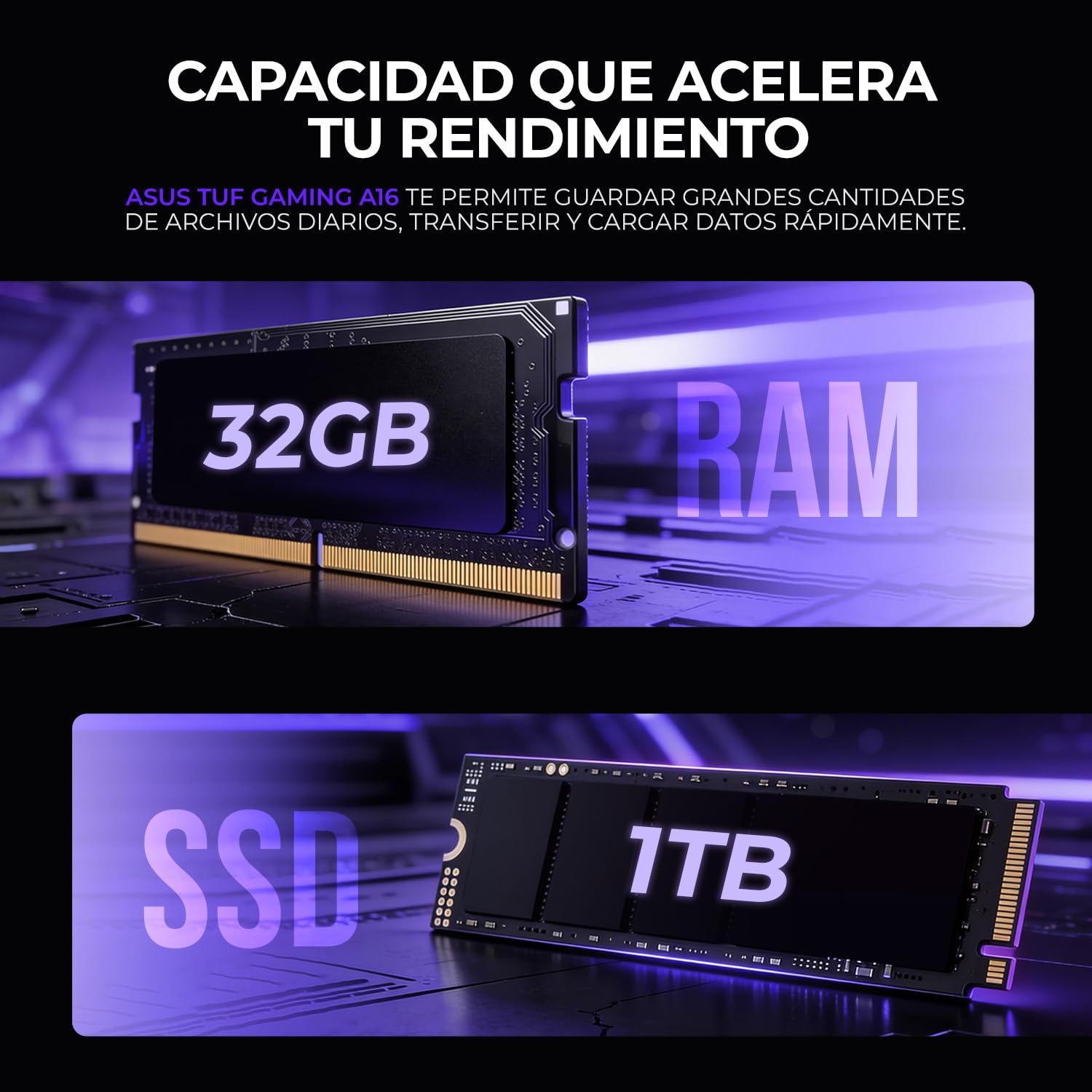 ASUS TUF Gaming A16 Laptop IA Gamer Nvidia GeForce RTX 5060 8GB DLSS Ryzen 7 260 NPU Rendimiento Total 38 Tops 32GB 1TB Pantalla 16" IPS FHD+ 165Hz Teclado Ingles Copilot Gaming Proxima Generacion