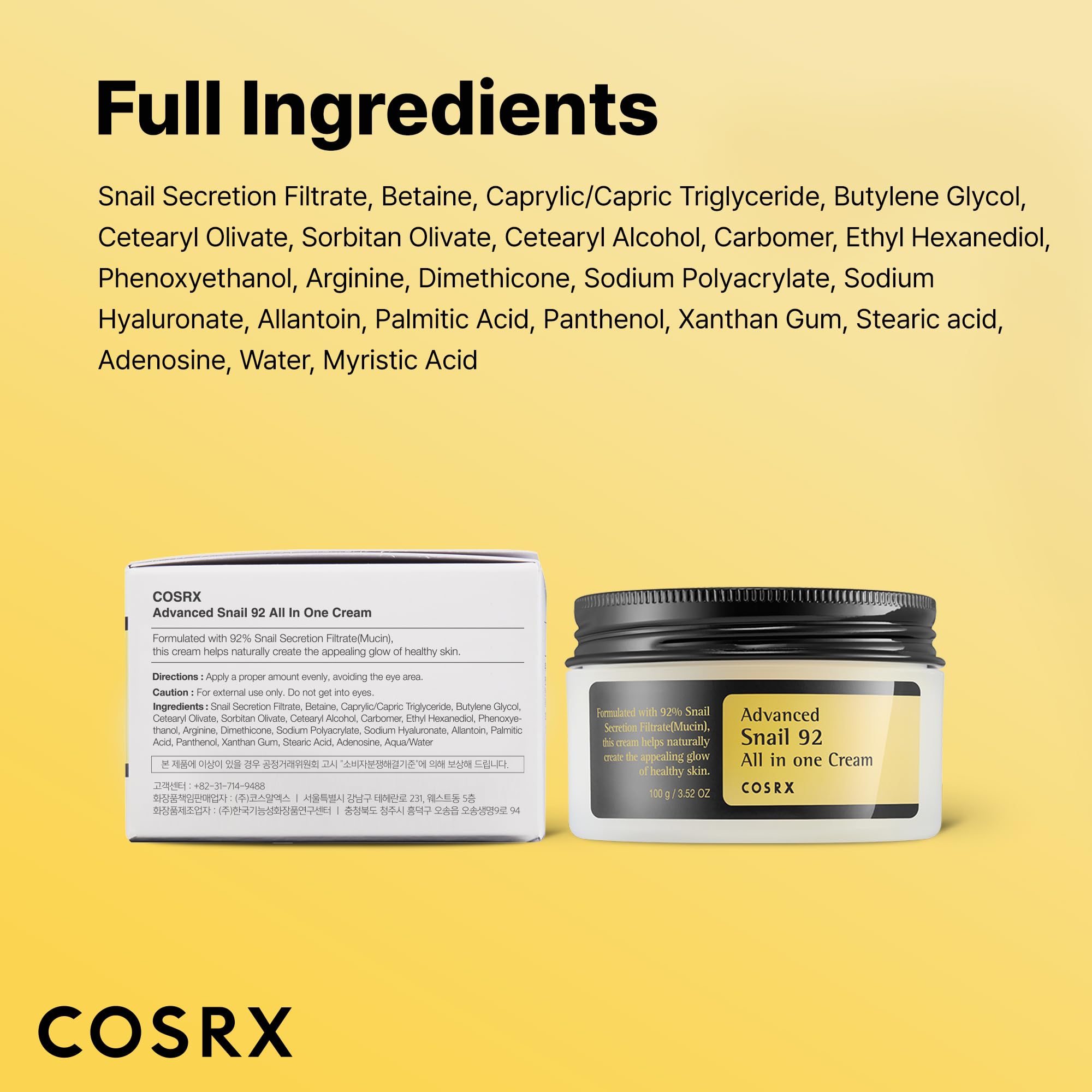 COSRX Advanced Snail 92 All in One Cream, 100ml