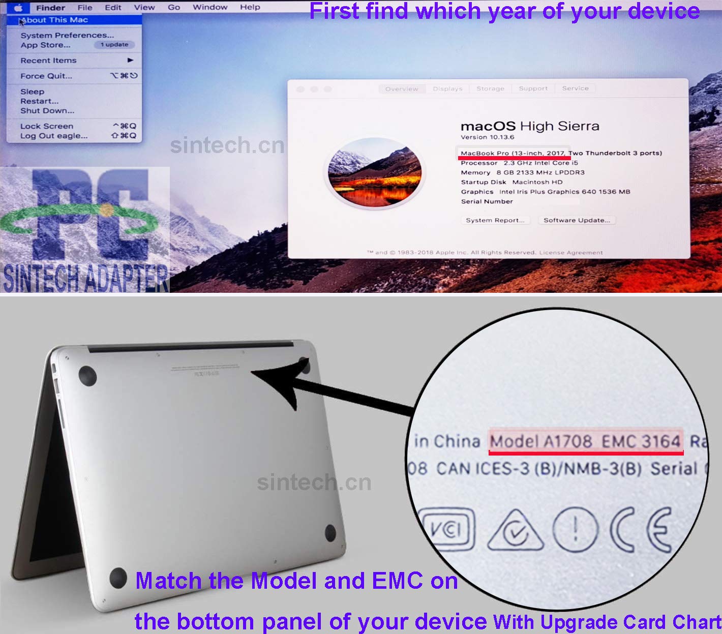 Sintech Adaptador SSD NVMe M.2 para Mac 2013-2015 (No compatible con MacBook Pro de principios de 2013)