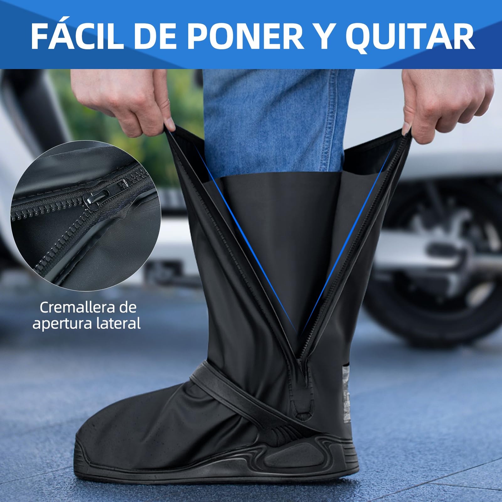 NUOWEI Cubiertas De Zapatos Impermeable, Reutilizable Protector De Zapatos con Tira Reflectante y Cremalleras, Protector De Zapatos Impermeable para Exteriores para Hombres y Mujeres