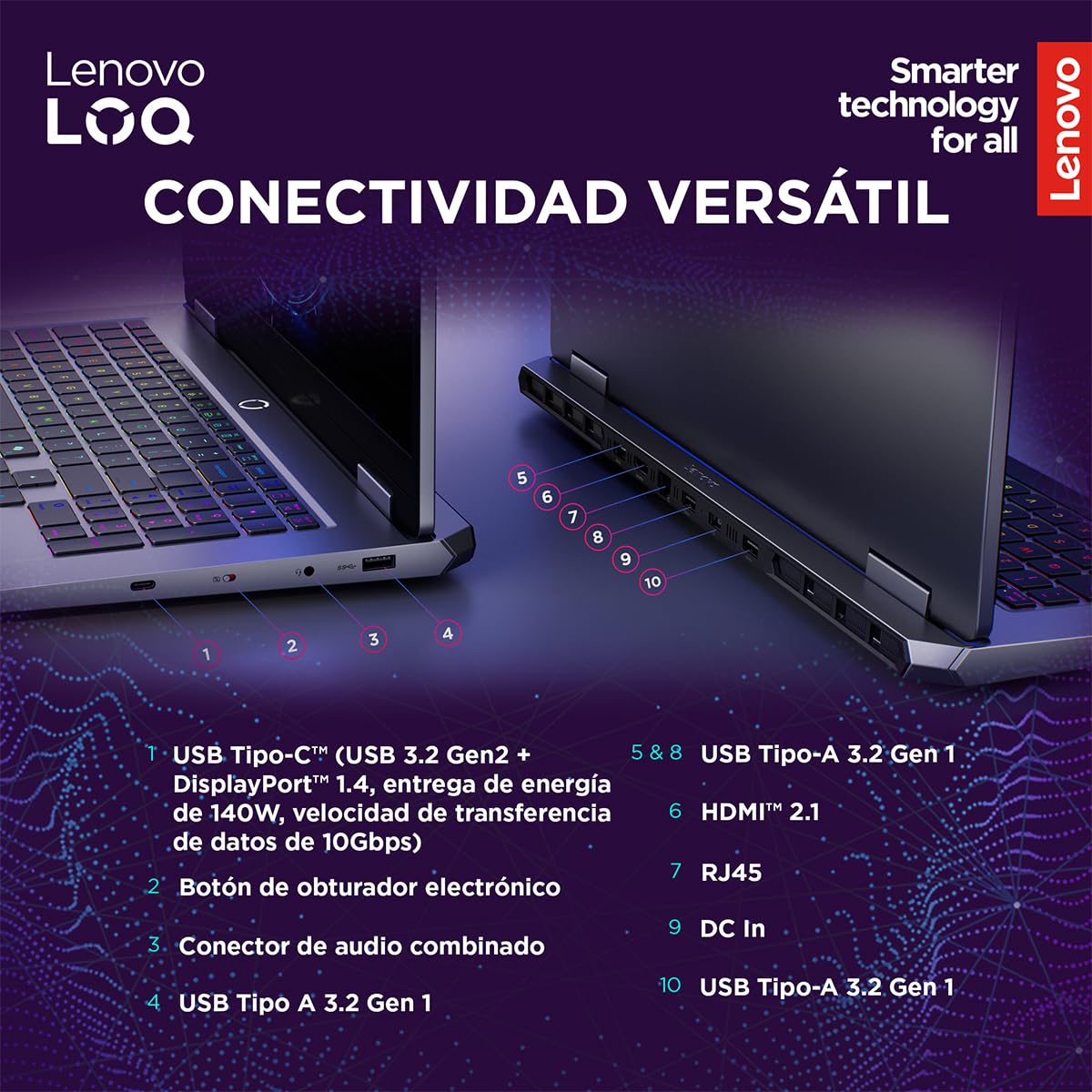 Lenovo Laptop Gamer LOQ RTX 5050|15.6" FHD Intel Core i5 |32GB RAM 512GB SSD| PC con IA | NVIDIA GeForce| Teclado Retroiluminado, Windows 11 Home