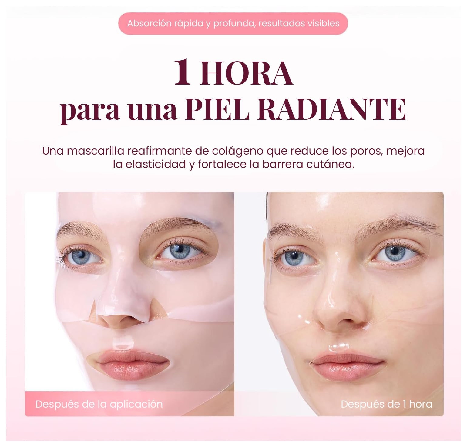 EQQUALBERRY Mascarilla Facial en Lámina Collagen PDRN Mask - Coreana con Colágeno, PDRN, Péptidos y Ácido Hialurónico, Hidratante
