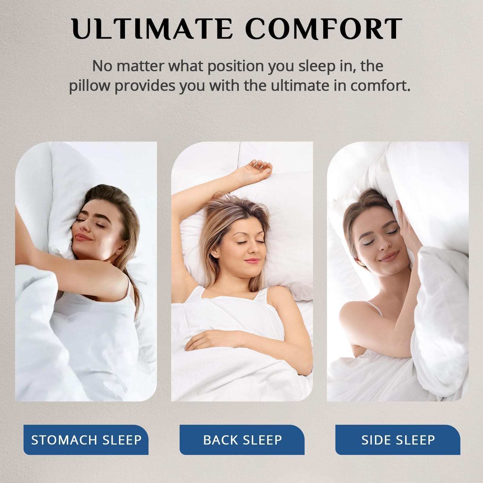 JOLLYVOGUE Almohadas de Cama Tamaño Estándar/Completo Juego de 4, Lavables y Firmes con Relleno Alternativo Extra Suave, Calidad Hotelera Lujosa y Esponjosa para Todo Tipo de Durmientes