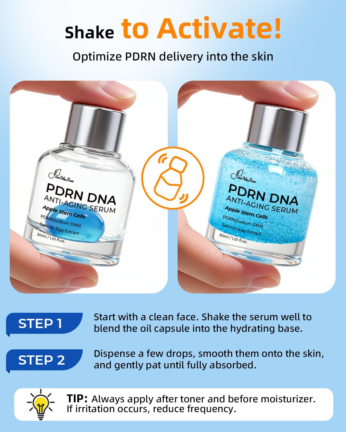 Sérum Antiedad de ADN PDRN de Salmón, 8000 ppm, con Células Madre de Manzana, Colágeno, 9 Péptidos y Ácido Hialurónico, Cuidado Facial Coreano, 30 ml