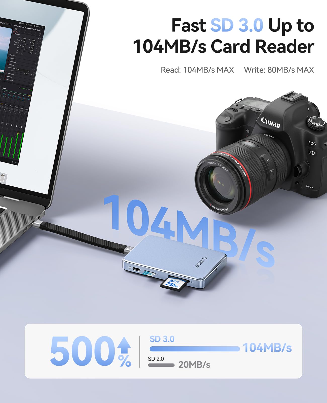 ORICO - Carcasa magnética M.2 NVMe SSD de 10 Gbps con base USB-C compatible con Phone 17/16/15 Pro/Max/Plus grabación ProRes ranura para tarjeta TF/SD PD 100W para 2230/2242/2260/2280 B+M M-Key sin