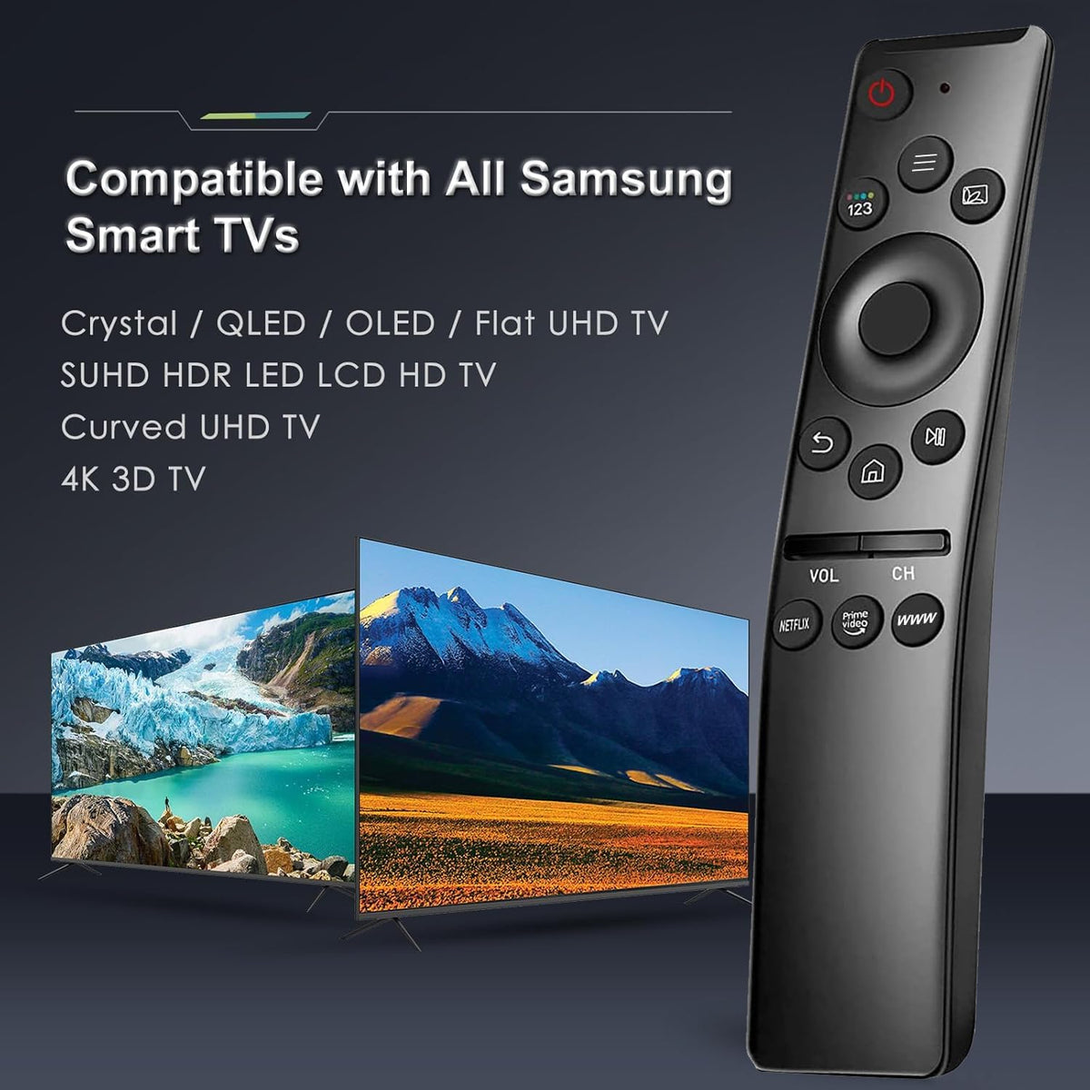 Mando para Samsung Smart TV,Universal Mando a Distancia para Samsung Televisión Original ,Universal para Samsung TV, para Samsung TV QLED UHD SUHD HDR LCD LED HDTV Marco Curvo 4K 8K 3D Smart TVs.