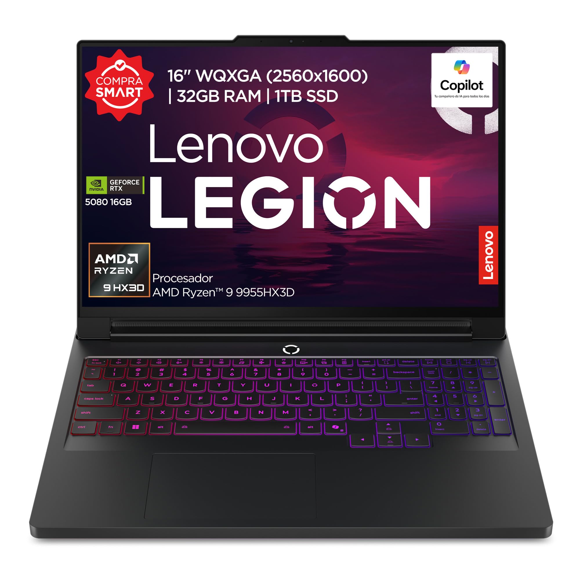 Laptop Lenovo Gaming Legión Pro 7 | 32GB RAM 1TB SSD | AMD Ryzen 9 | RTX 5080 PC con IA | Windows 11