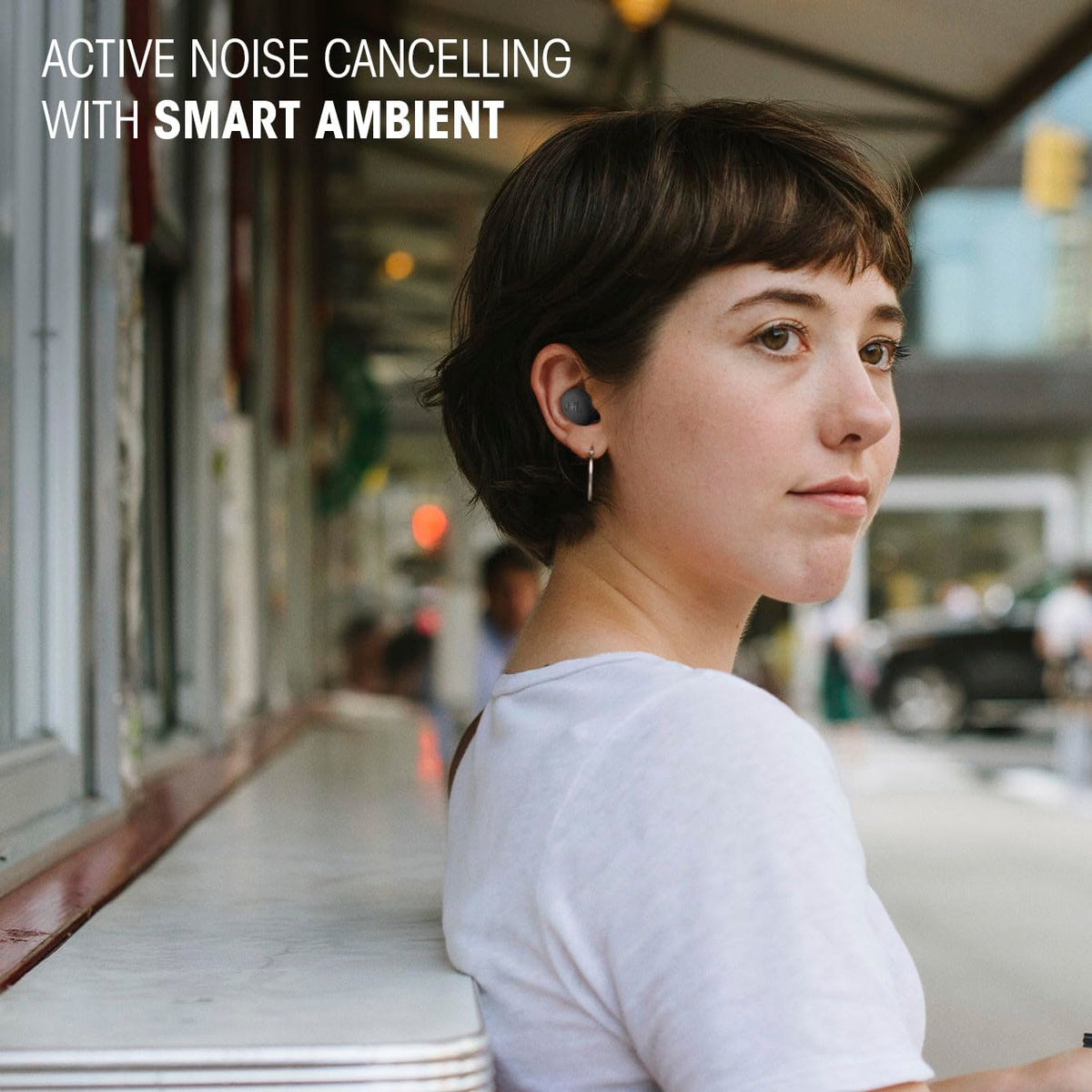 JBL Vibe Buds 2, True Wireless NC Buds, Oval Tube, ANC + Smart Ambient, IP54 - Negro