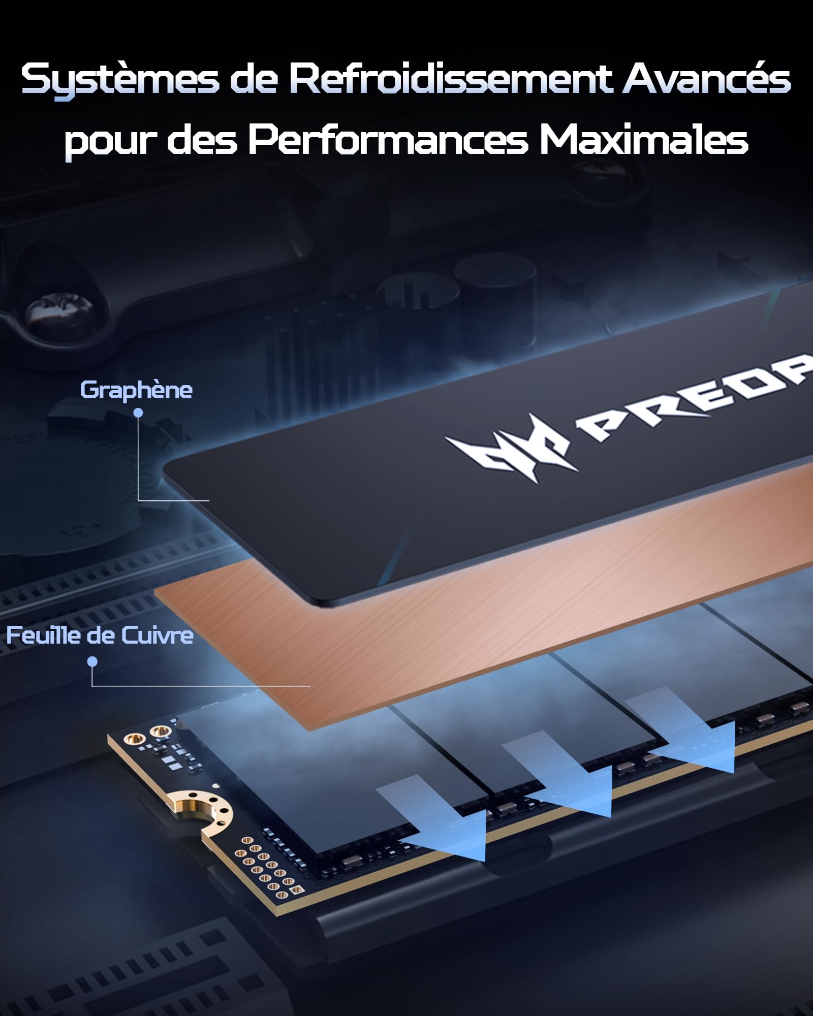 Unidad DE Estado Solido SSD Interno Predator GM9 1TB M.2 2280 NVME PCIE Gen 5X4 LECT.14,000 ESCRIT.7,300 MBS TLC NAND PC Laptop MINIPC BL.9BWWR.136