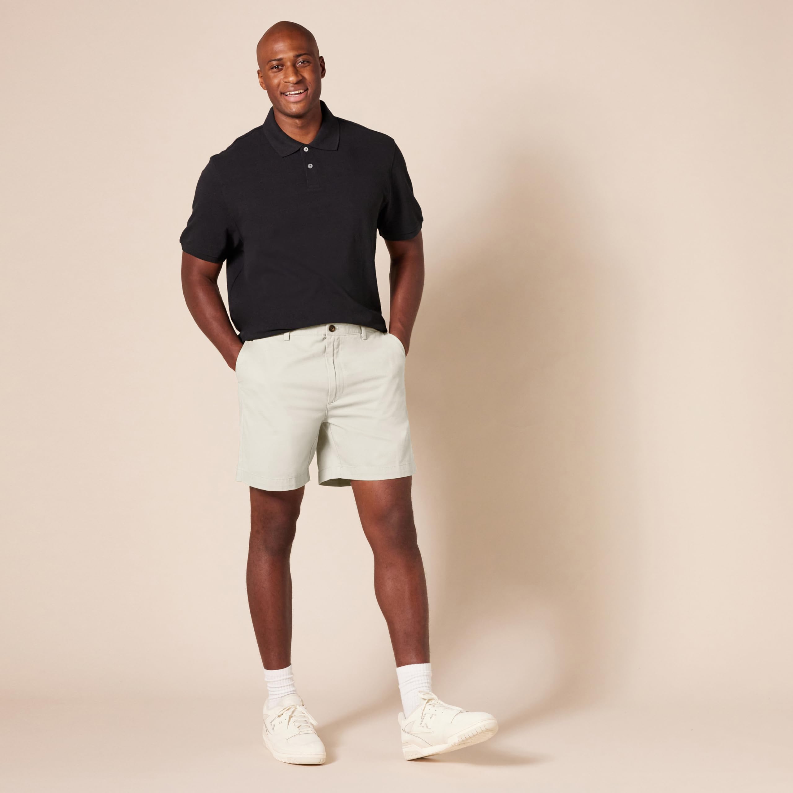 Amazon Essentials - Pantalón corto de corte clásico para hombre, 7 pulgadas, piedra, 34