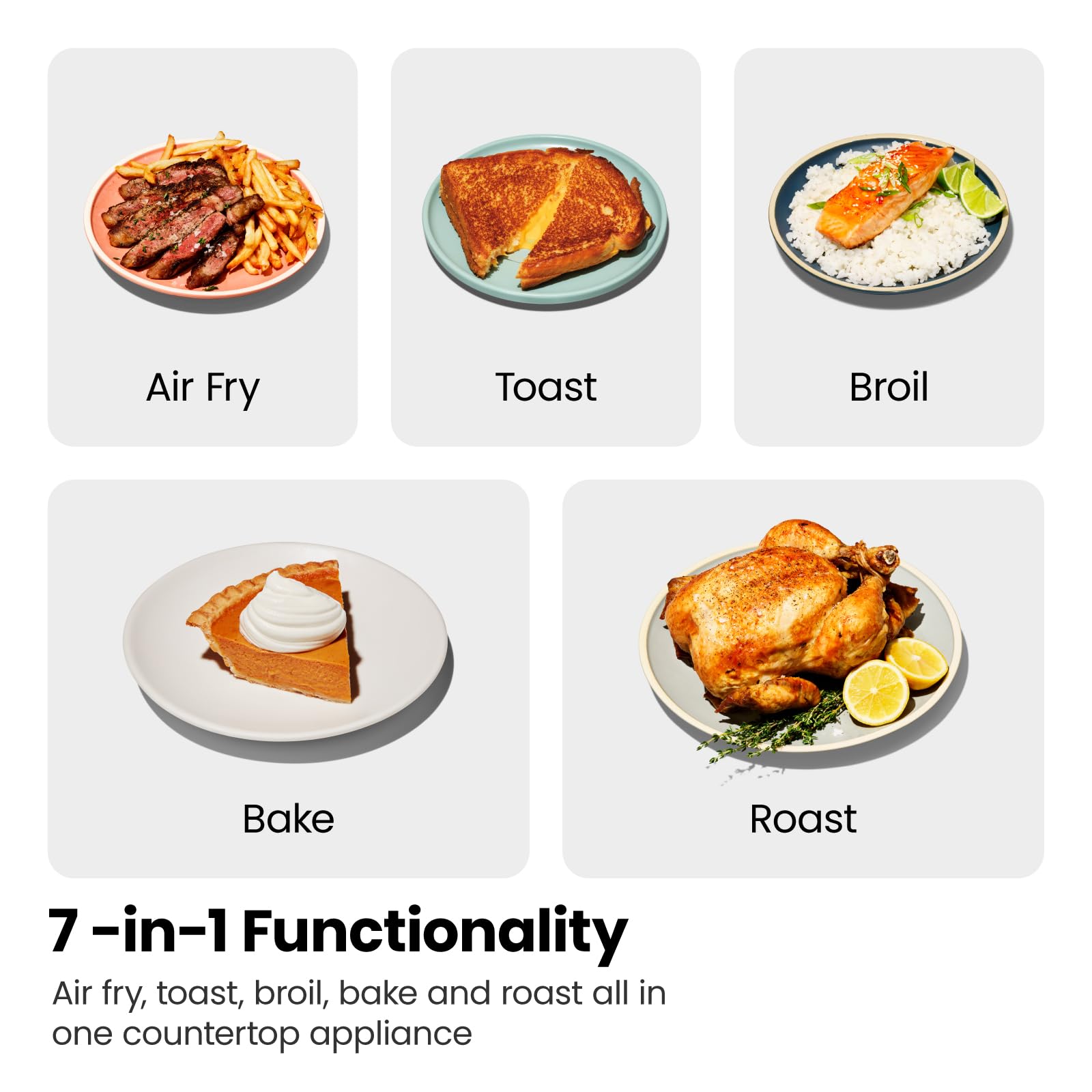 Chefman Combo de horno tostador de freidora de aire, 7 en 1, horno de convección extra grande de 18 L, cocinar una pizza de 10 pulgadas, temporizador integrado, apagado automático, acero inoxidable