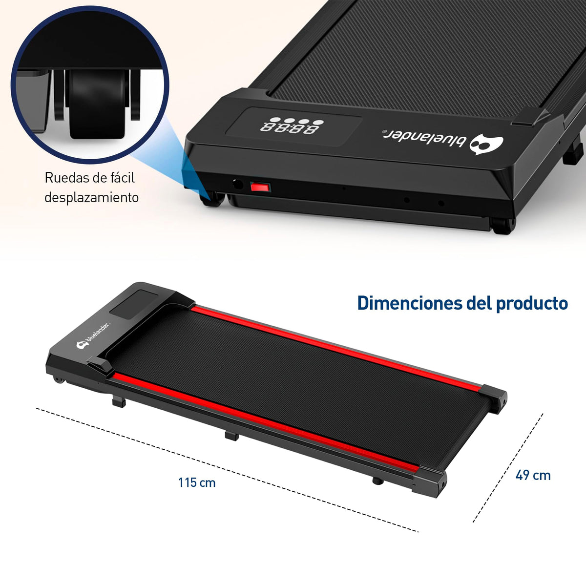 Bluelander Caminadora Electrica, Walking Pad, 115 * 49 cm, 110 V, Pantalla Digital, Caminadora Plegable, Portatil, Ideal para Oficina, Hogar, Cinta para Caminar