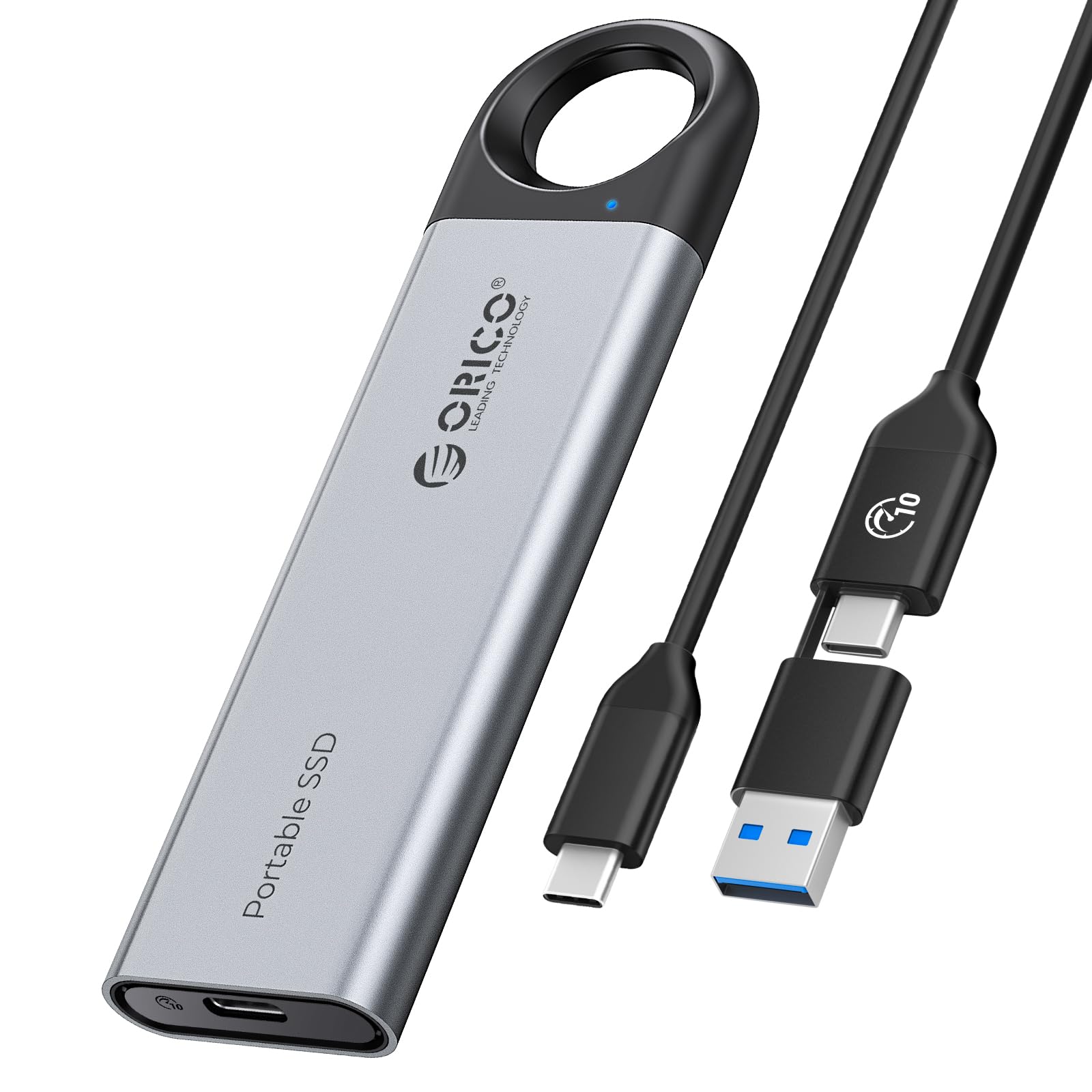 ORICO SSD Externo 512 GB hasta 500 MB/s, Unidad portátil de Estado sólido con diseño de Agujero Colgante, Plug and Play, Cable USB C & A 2 en 1, Almacenamiento confiable para teléfonos Inteligentes
