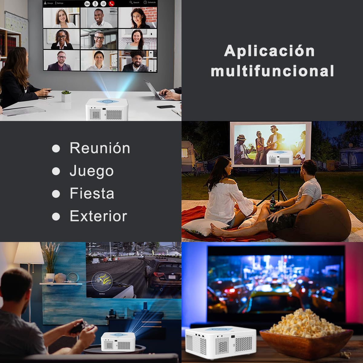 E T EASYTAO Proyector Portatil, Proyectores Inteligente 1080P Soporta 4K con Bocinas Boble Dolby Compatible con 2.4G/5G WiFi 6, Mini Proyector para Celular/Laptop/PC/PS5/Smart TV