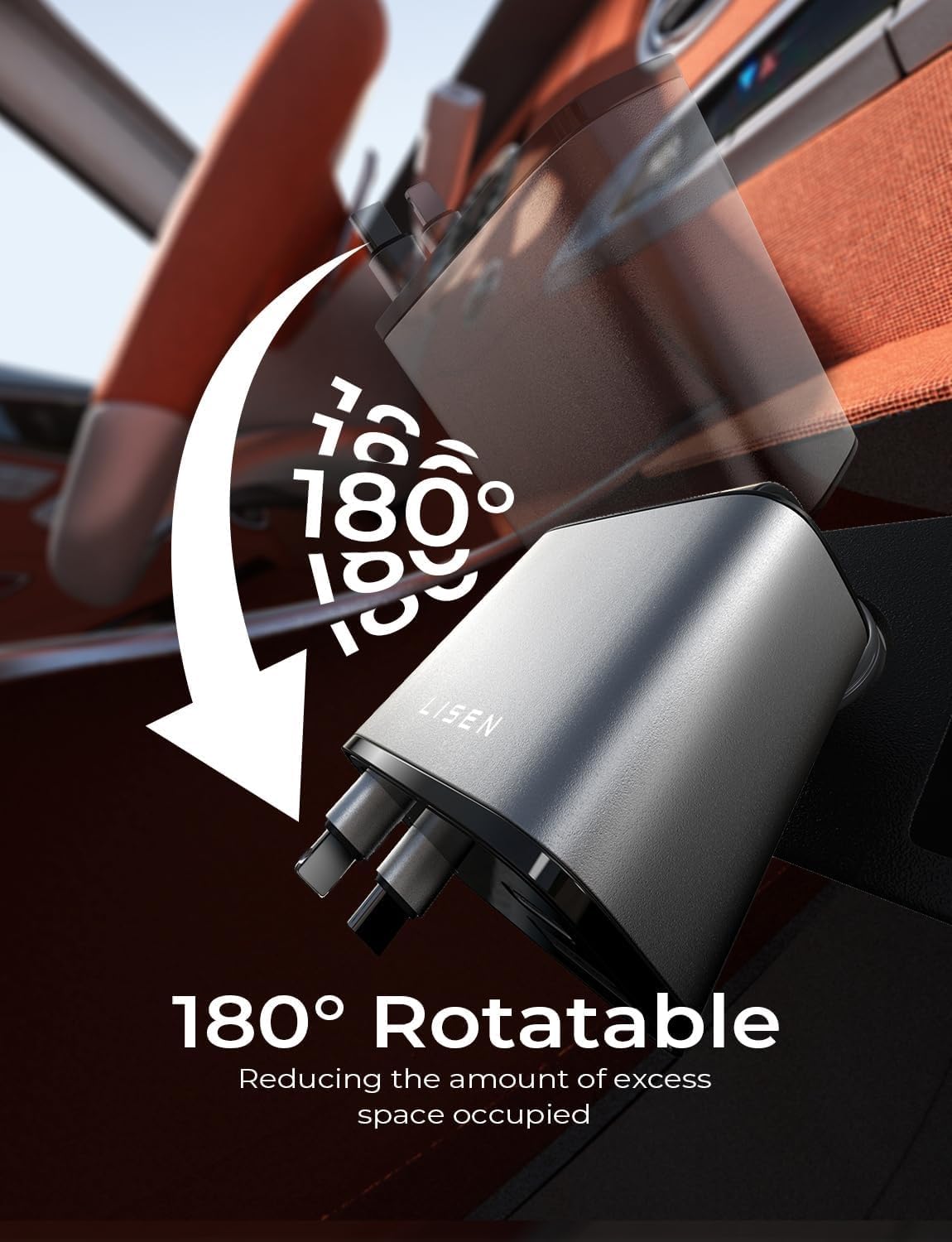 LISEN Cargador para Auto Retráctil [69W USB 4 en 1] Accesorios para Auto iPhone16 Cargador de Car Carga Rapida, Accesorios iPhone, Compatible con iPhone 16/15/14/13/12, Galaxy S25/S24 Ultra, Xiaomi