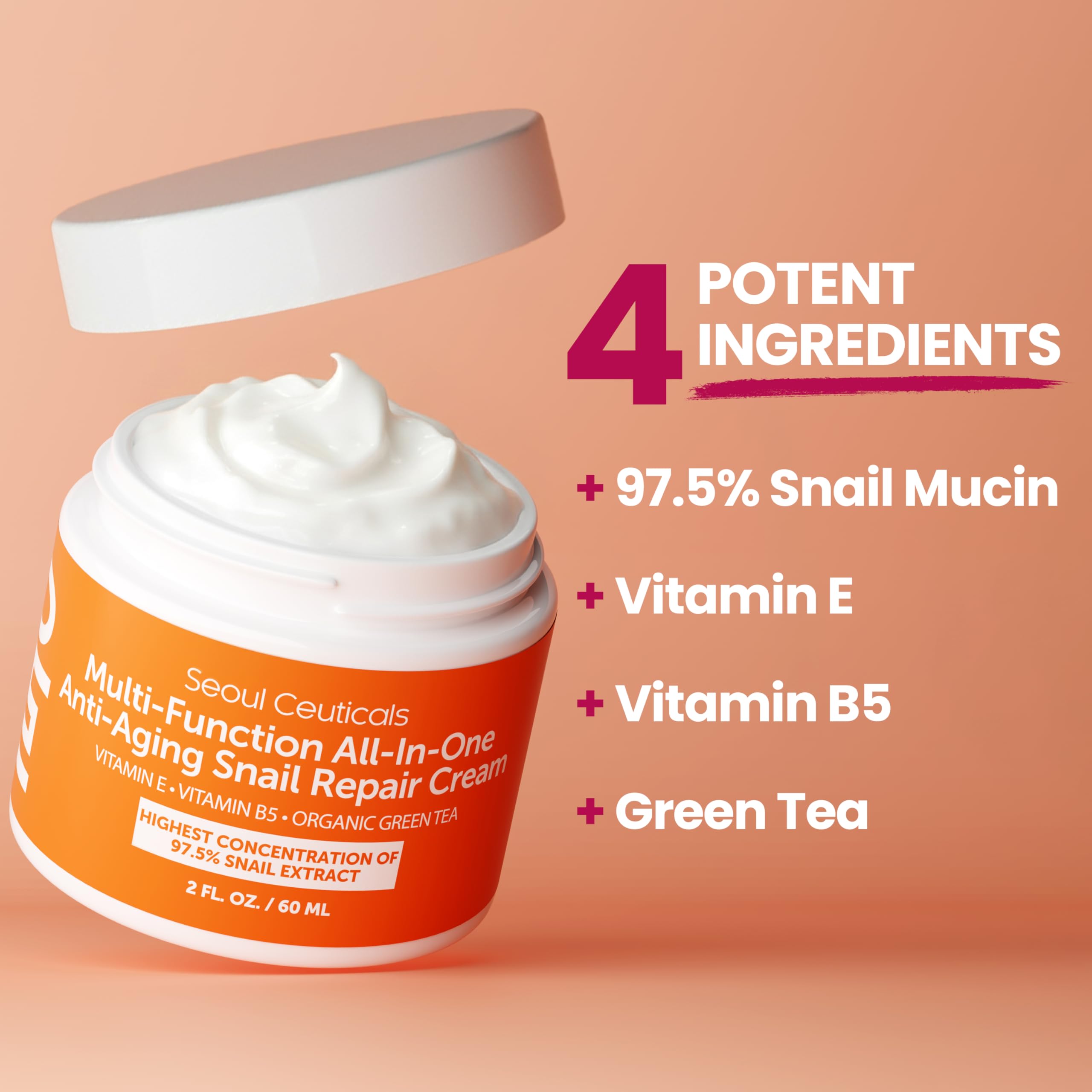 SeoulCeuticals Crema Multiusos con Extracto de Caracol, Vitamina E y Té Verde, 2oz