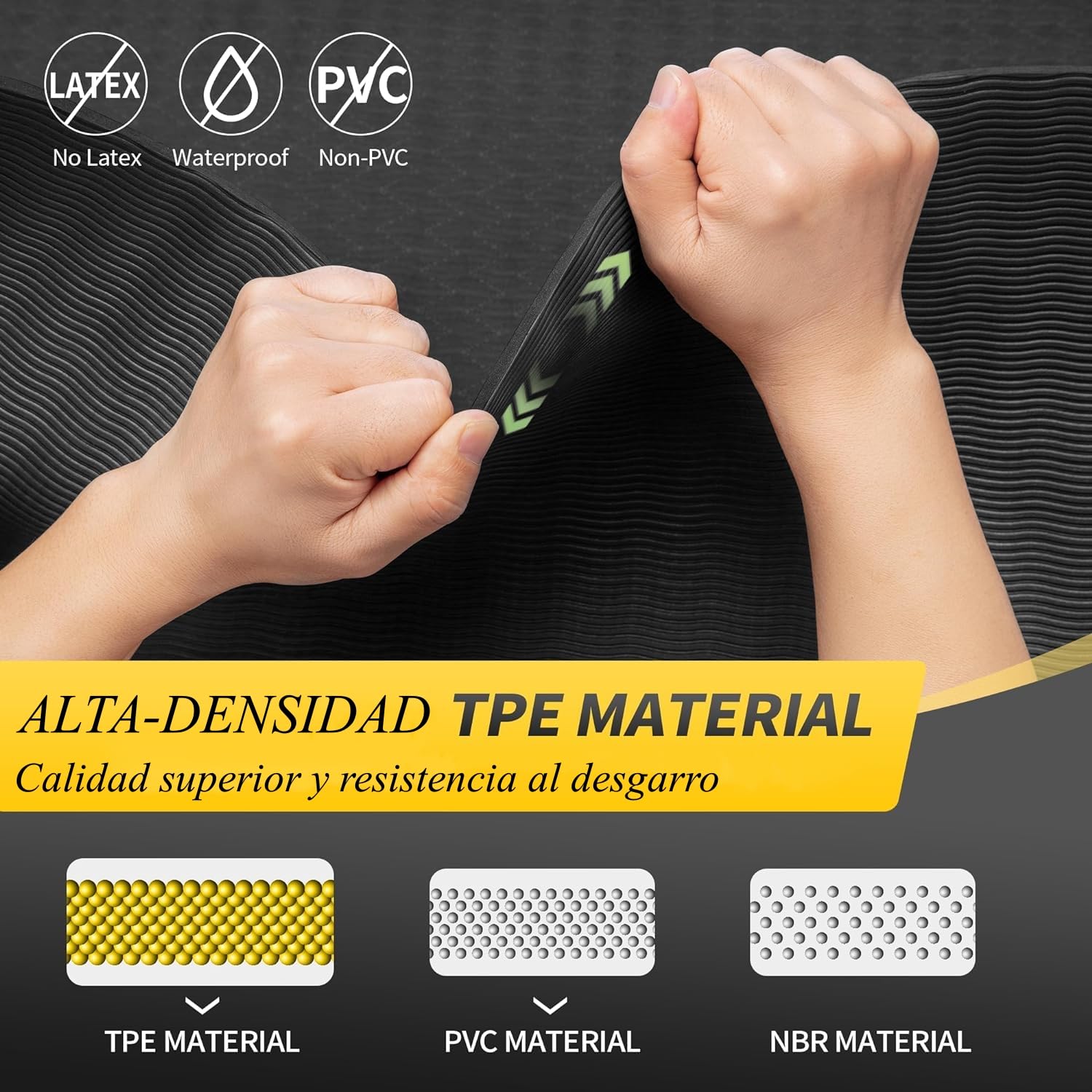 183x61CM Tapete de Yoga Antideslizante,Tapete para Ejercicio TPE Ecológico