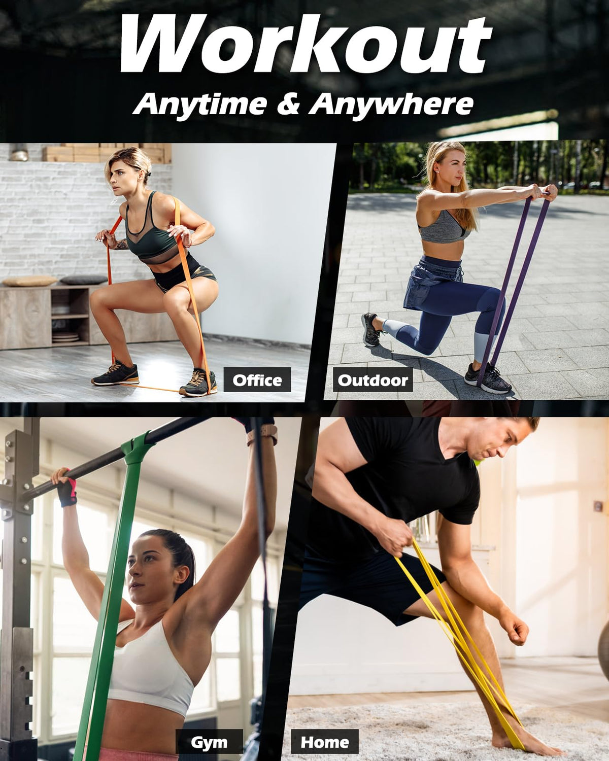 Zacro Ligas de Resistencia para Ejercicio 6PCS (Látex 100% Natural), Bandas Elásticas para Ejercicio, Fuerte Bandas de Resistencia para Pull Up & Crossfit con Ancla de Puerta, póster y Bolsa