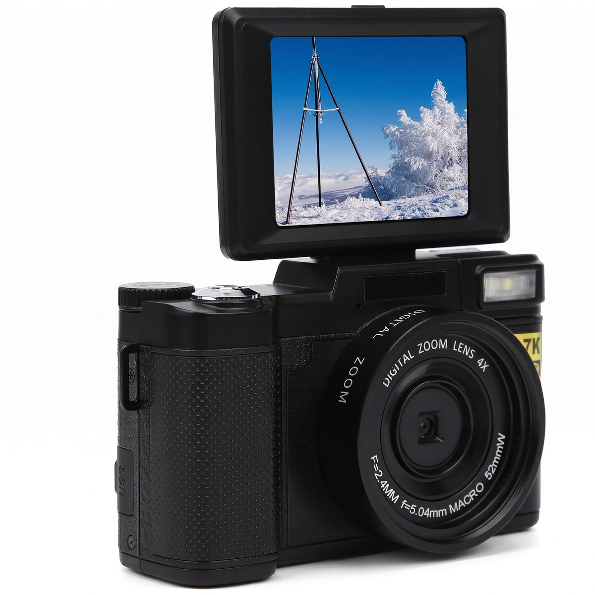 S erounder Cámara Digital SLR, Cámara Vlogging Full HD 2.7K, con Una Pantalla LCD Giratoria de 180 Grados y Giratoria de 3.0 Pulgadas, Cámara HD con Zoom de 48MP, Puerto USB, Batería de 800mAh
