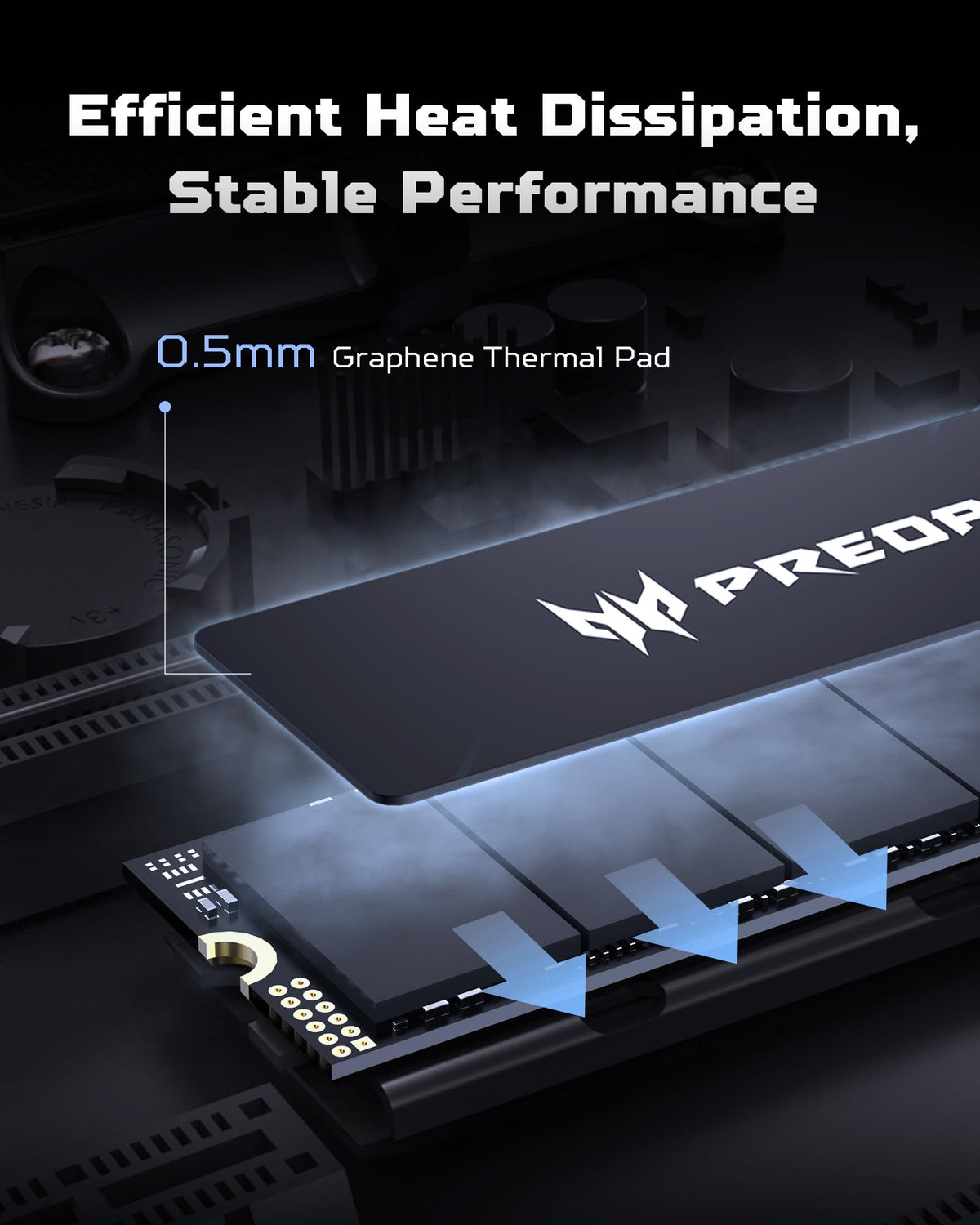 Acer Predator GM6 1TB M.2 NVMe SSD PCIe 4.0, Velocidad de Lectura de hasta 7200 MB/s, Disco Duro Interno Profesional, Memoria para Juegos, Compatible con PC, portátil y PS5