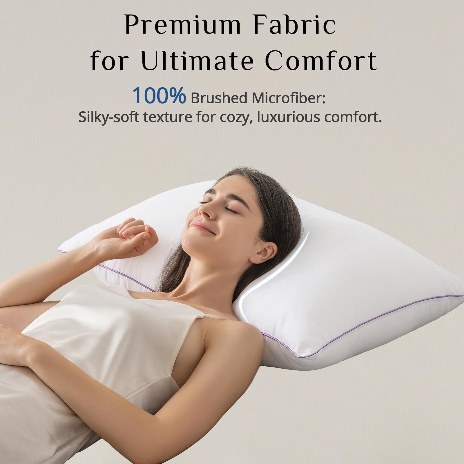JOLLYVOGUE Almohadas de Cama Tamaño Estándar/Completo Juego de 4, Lavables y Firmes con Relleno Alternativo Extra Suave, Calidad Hotelera Lujosa y Esponjosa para Todo Tipo de Durmientes