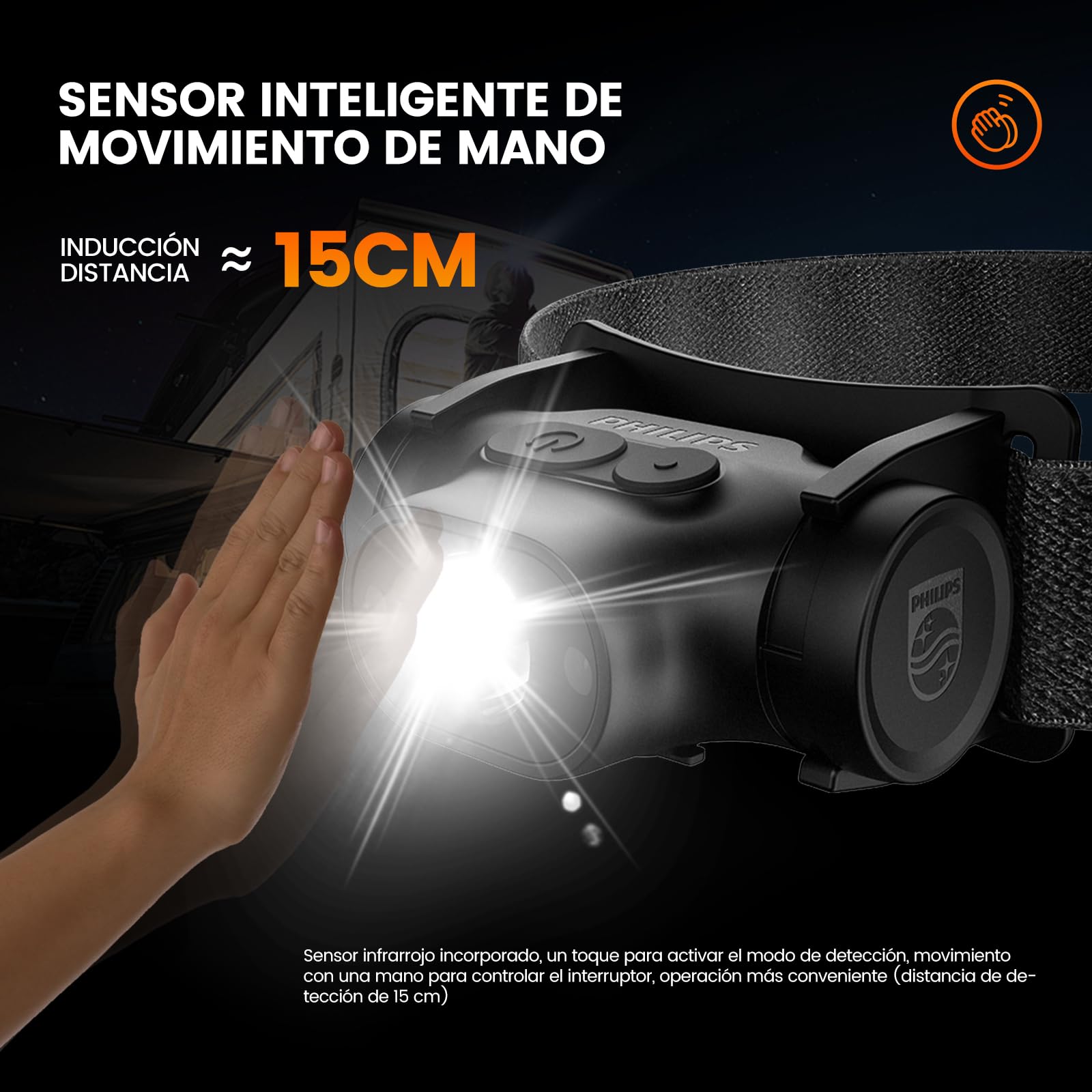 PHILIPS SFL1851 Linterna Frontal Recargable USB, Lámpara de Cabeza 5 Modos