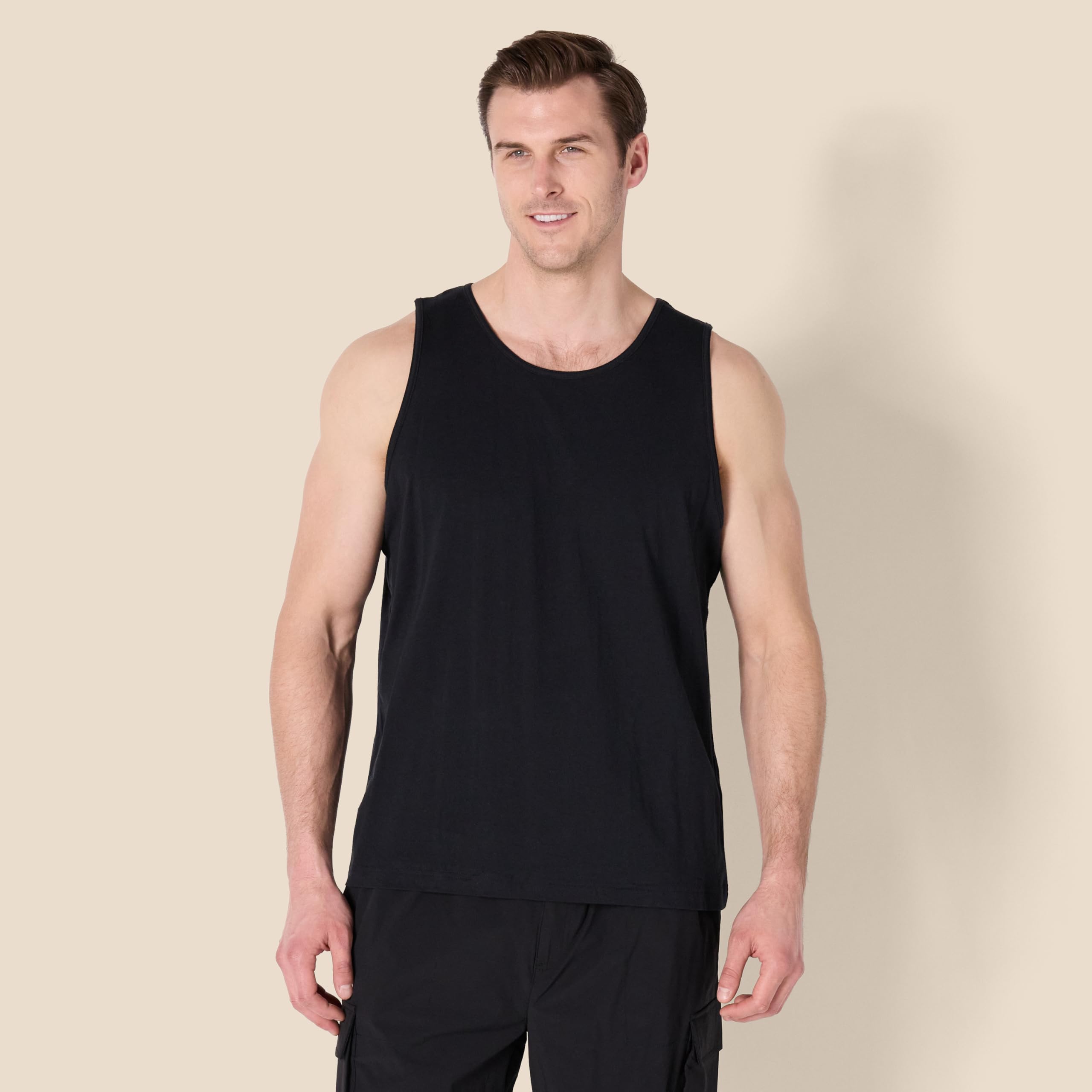 Amazon Essentials - Camiseta sin mangas para hombre, ajuste regular, color negro, talla M