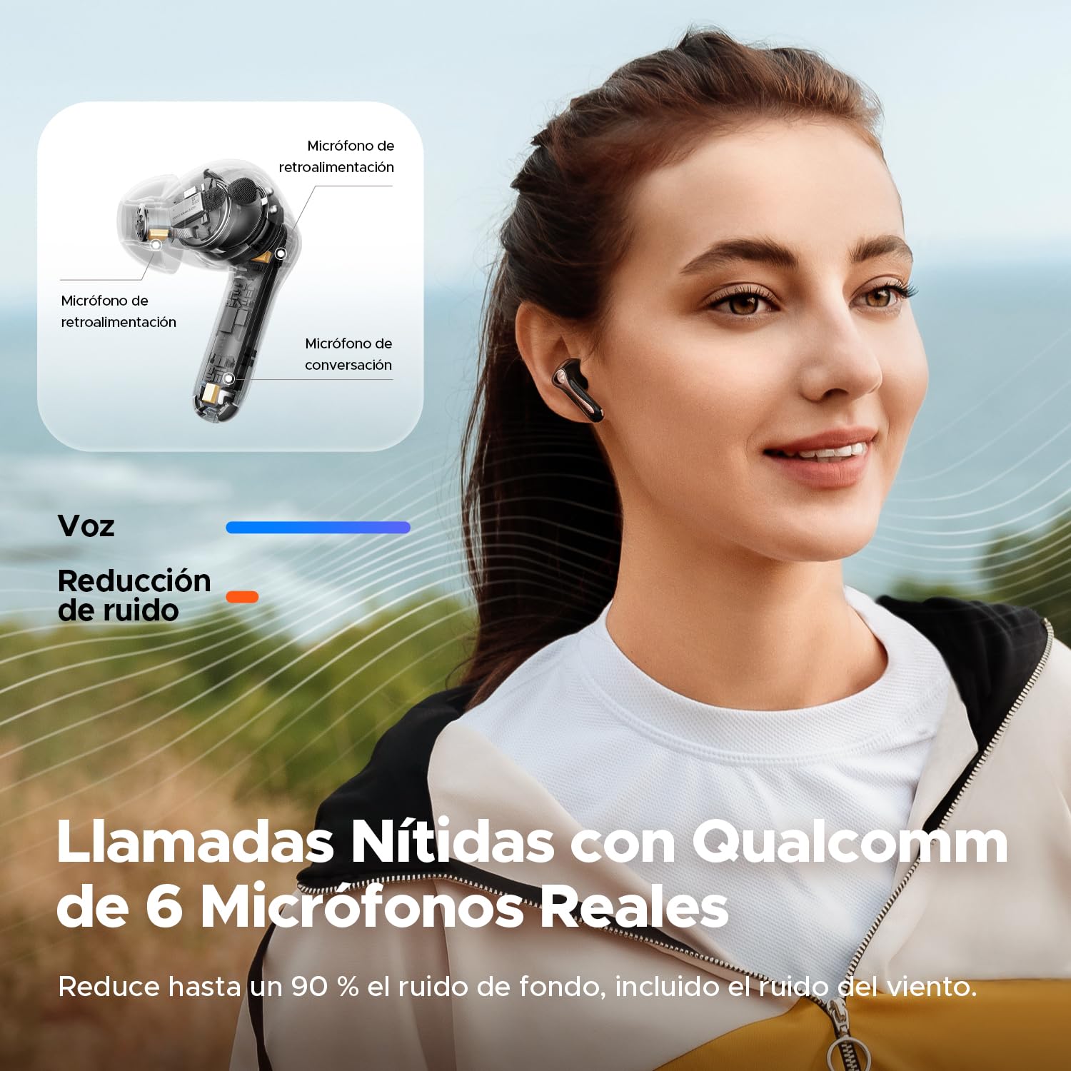 SoundPEATS Air5 Pro Audífonos In-Ear ANC 55dB Snapdragon Sound Hi-Res LDAC
