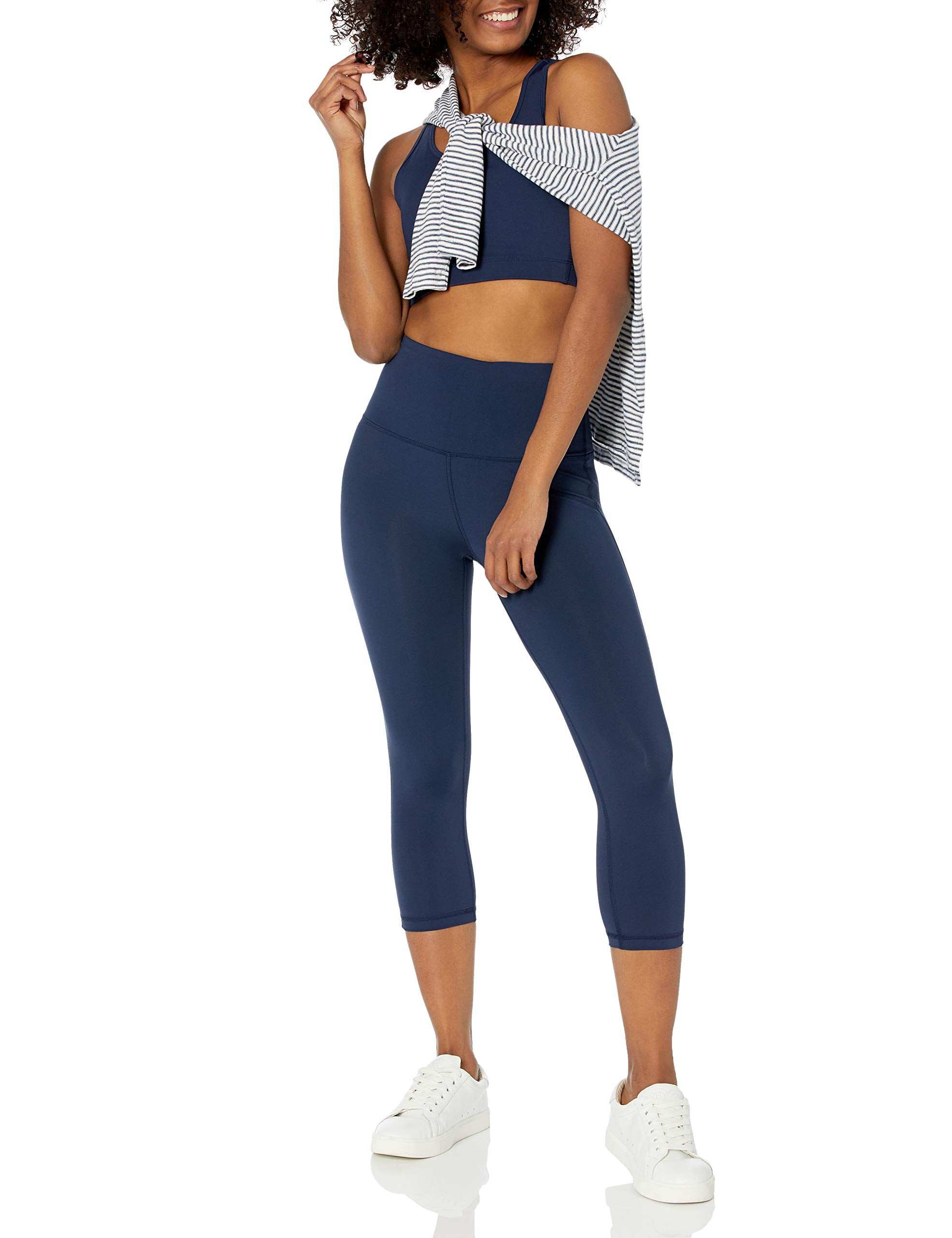 Amazon Essentials - Leggings capri de talle alto para mujer, color azul marino, talla G