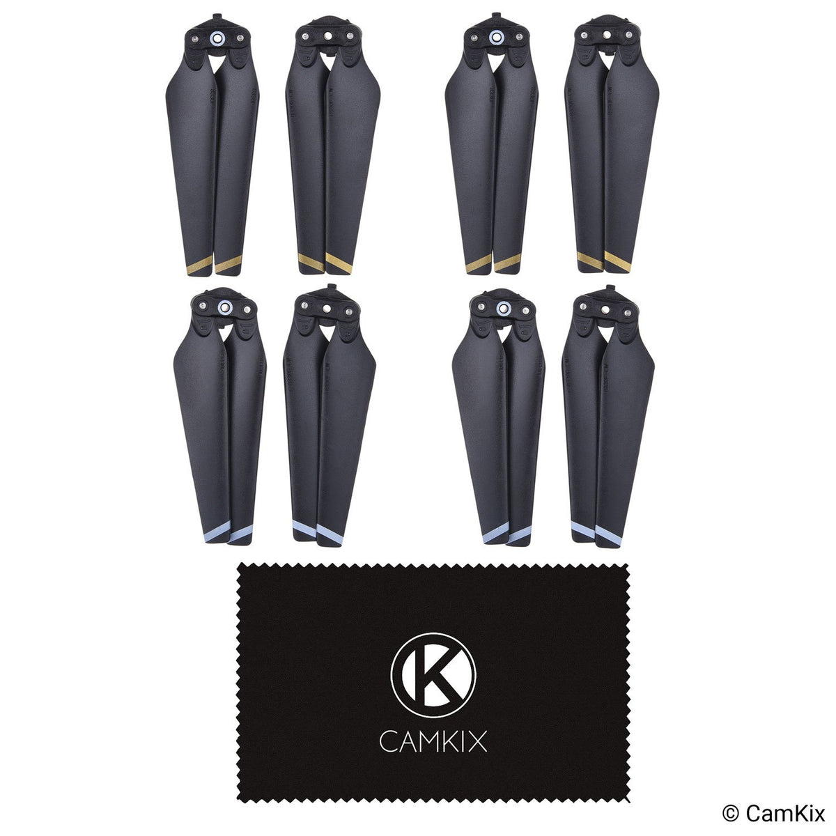 CamKix Propellers for dji Mavic Pro - 2 Set (8 Blades) - Gray + White - Quick Release Foldable Wings - Flight Tested - Essential dji Mavic Pro Accessory - Excellent Reliability and Responsiveness