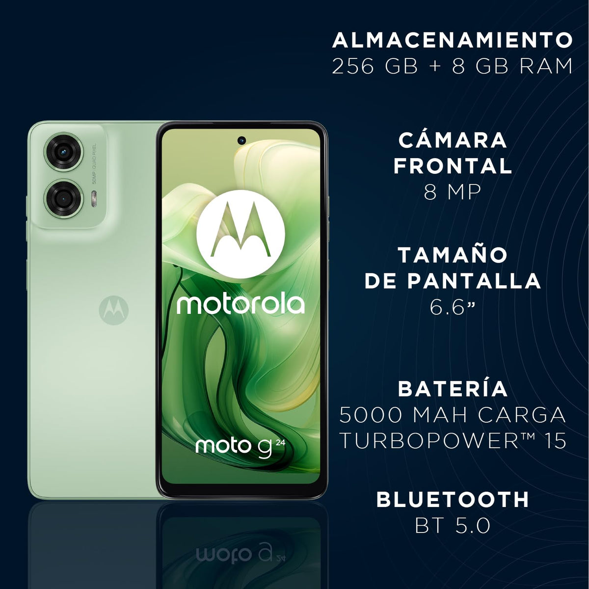 Motorola G24 Verde (4GB RAM/128GB), 50MP, Celular Desbloqueado