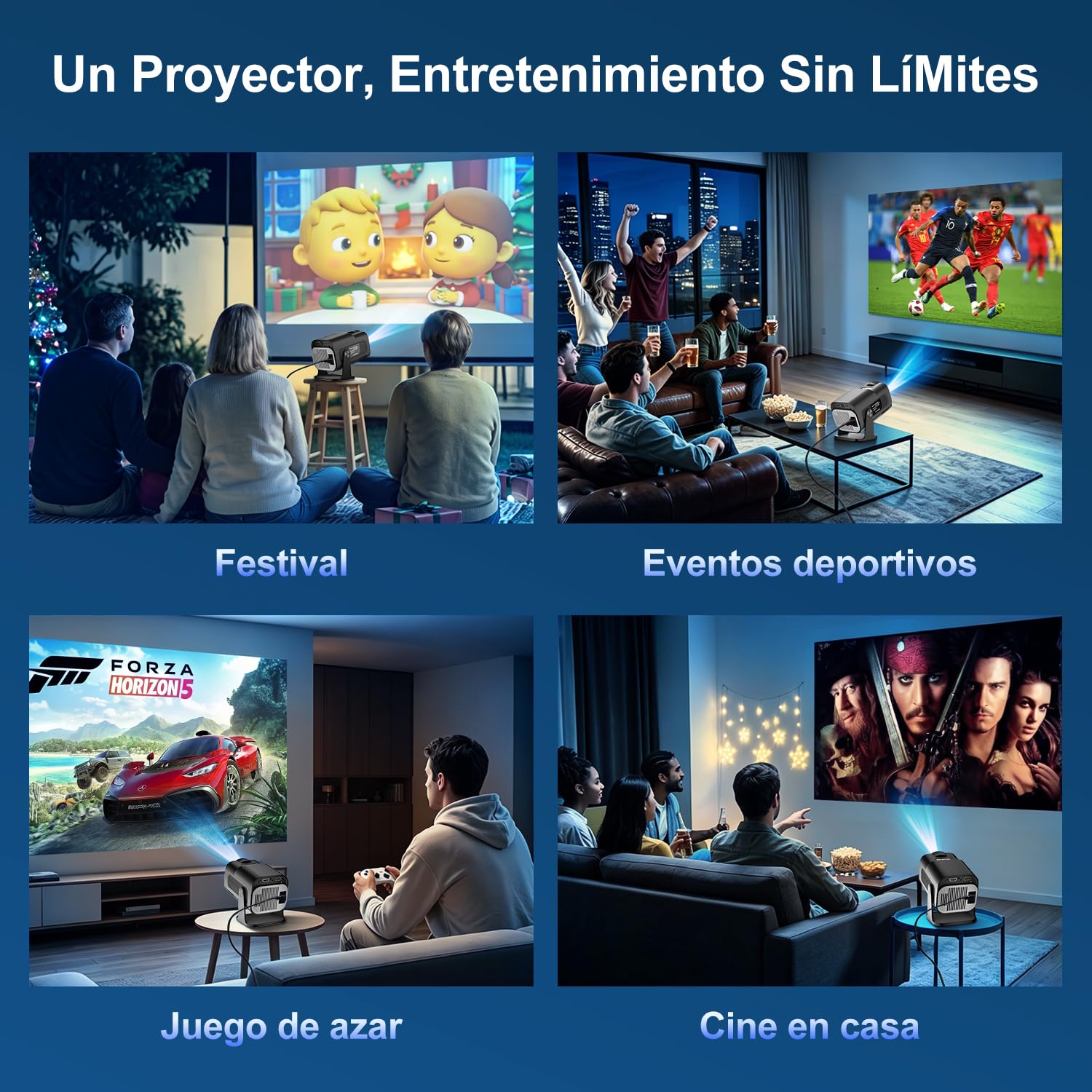 Salange Proyector Portátil, Mini Proyector 4K Soporte, Smart Proyectores Android Inteligente para Exterior/Cine en Casa, WiFi 6 y Bluetooth 5.2, Auto Keystone, Compatible con iOS/Android/PC/PS (Negro)
