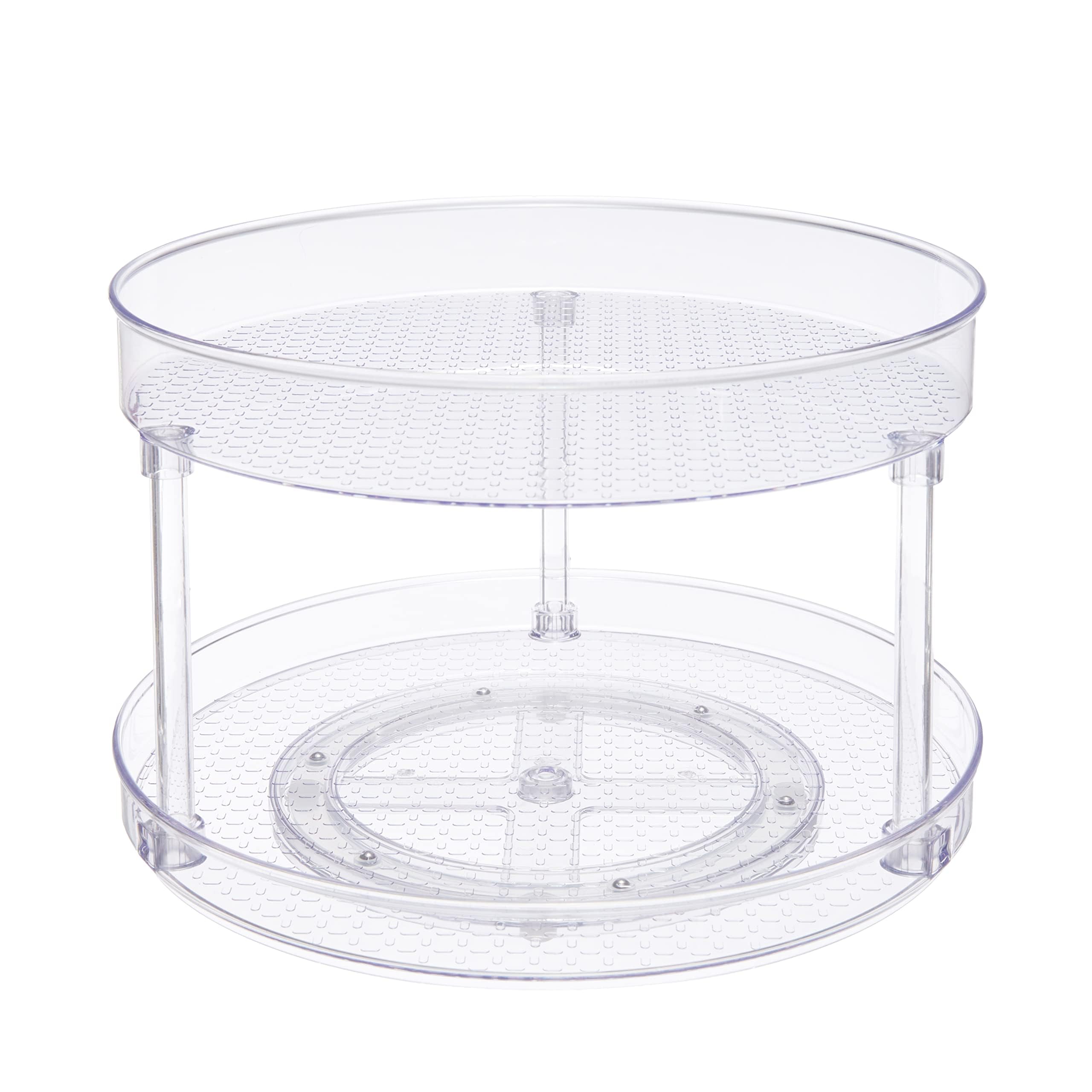 Amazon Basics Organizador de charolas giratorias Lazy Susan de 2 Niveles, 23 cm de diámetro, Paquete de 2, Transparente