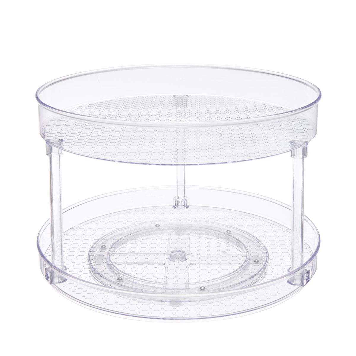 Amazon Basics Organizador de charolas giratorias Lazy Susan de 2 Niveles, 23 cm de diámetro, Paquete de 2, Transparente