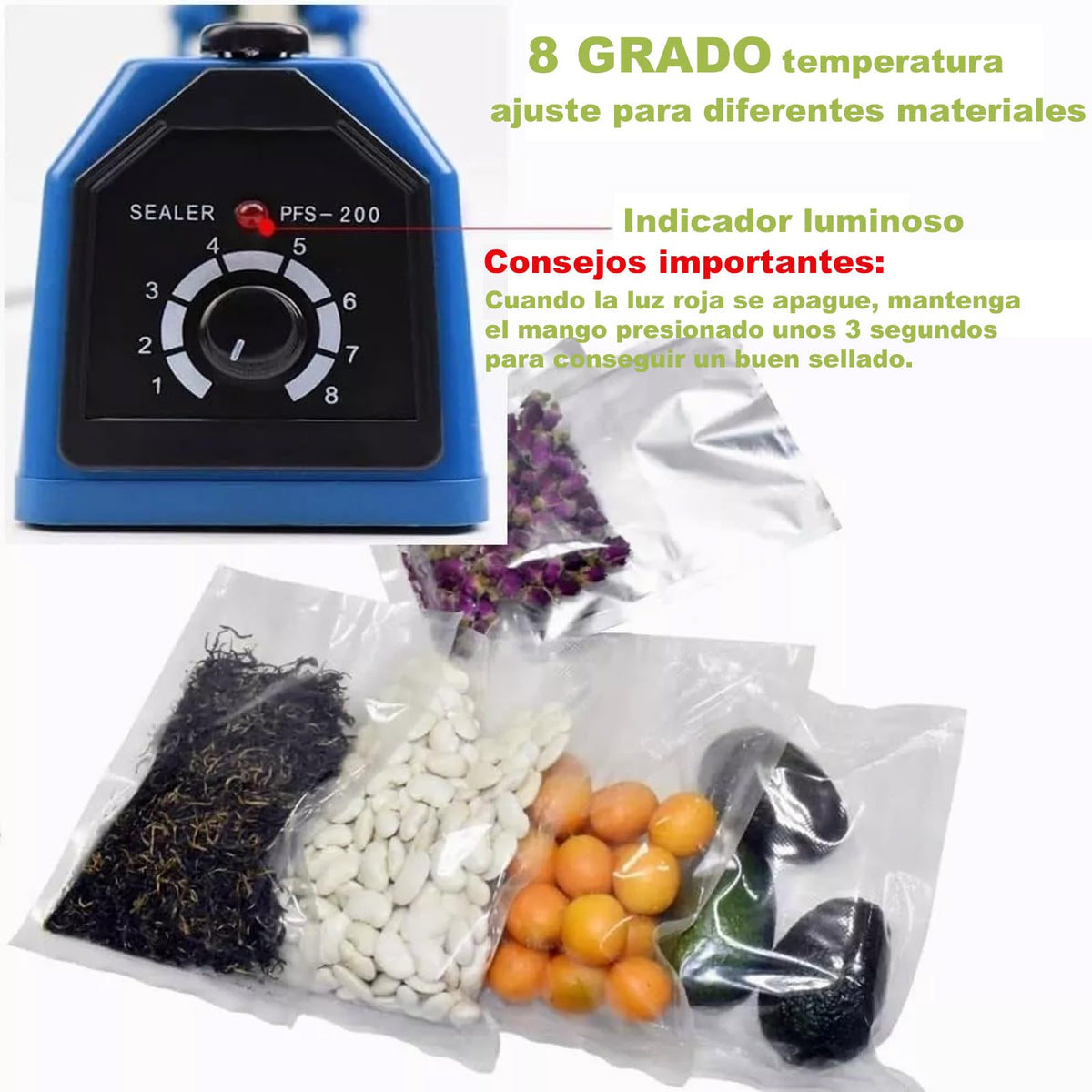 Qzgyoool Sellador de Bolsas, 20CM Sellador de Bolsas Maquina, Máquina de Envasado de Termosellado a Presión Manual para Bolsas de Plástico Almacenamiento Hogar, Sellado, a Prueba de Humedad, etc.