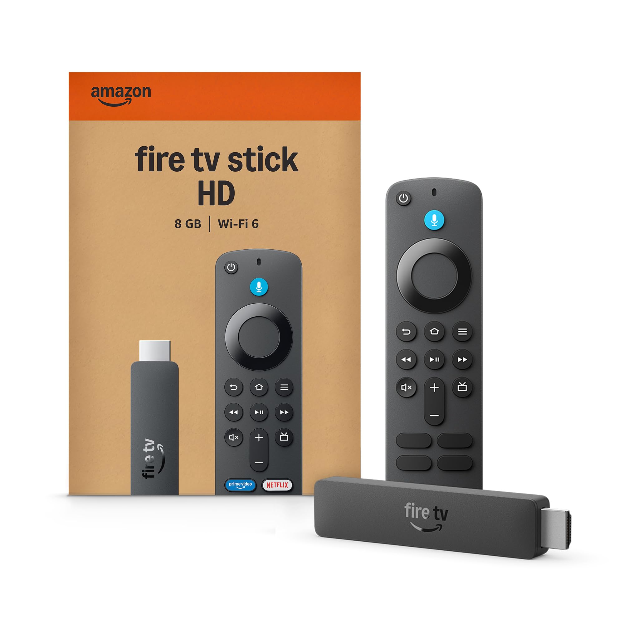 Amazon Fire TV Stick HD (modelo más reciente): Control remoto por voz Alexa que recibe alimentación a través de la televisión y se configura fácilmente