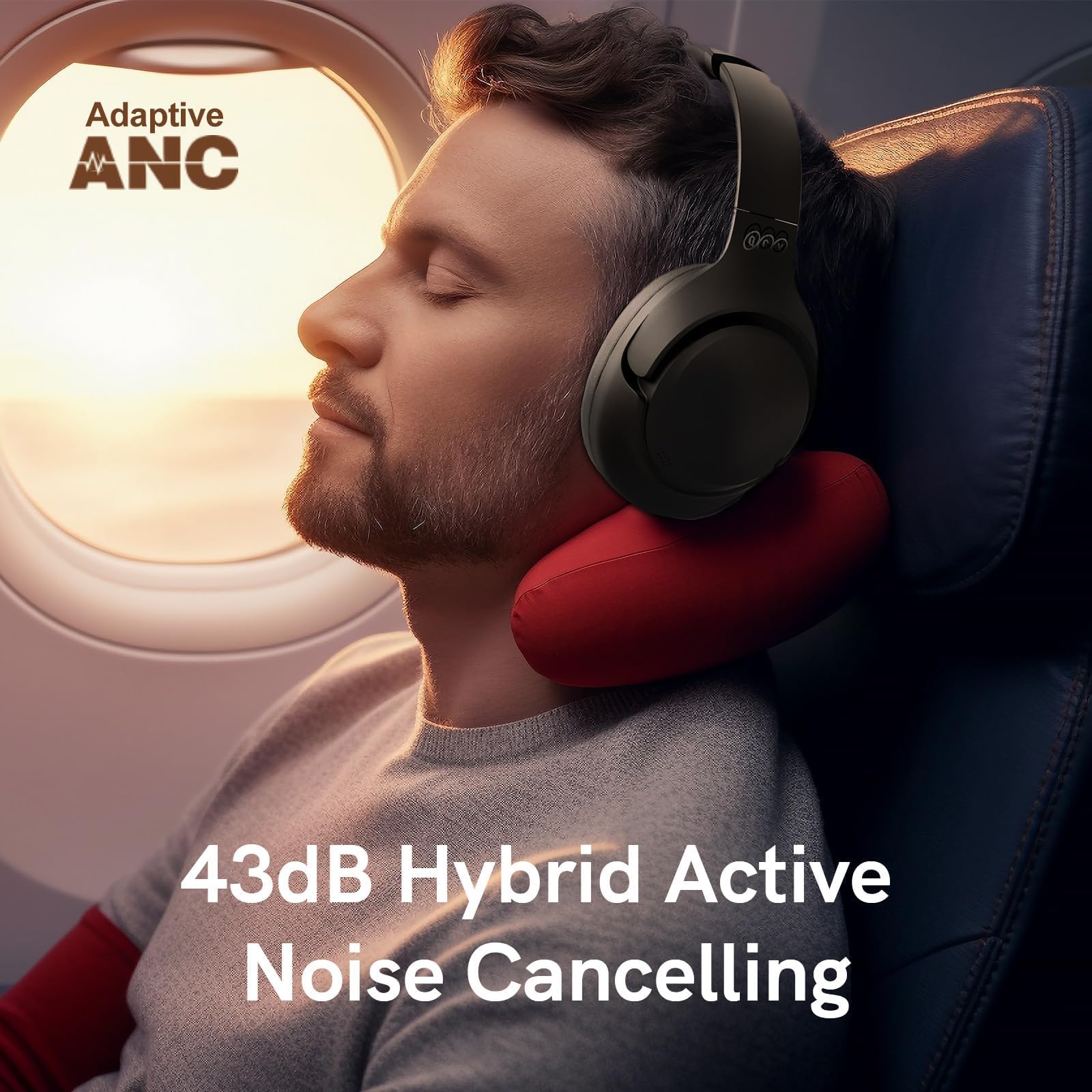 QCY H3 Audífonos Inalámbricos Bluetooth 5.4, Cancelación Activa de Ruido, Hi-Res Audio, Diadema Plegables Auriculares Over Ear, 60 Horas de Reproducción Compatible con iOS/Android